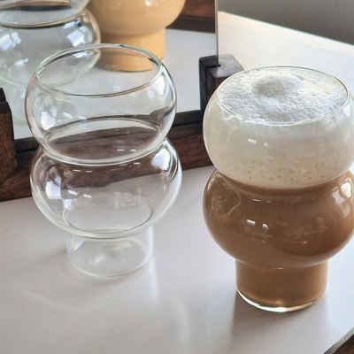 Zoha Glas Two Bubble Cocktail- 535ml - Heißgetränke Kaffeeglas, Borosilikatglas, Hitzebeständig Trinkglas Cocktailgläser Eiskaffeegläser Tee Saft