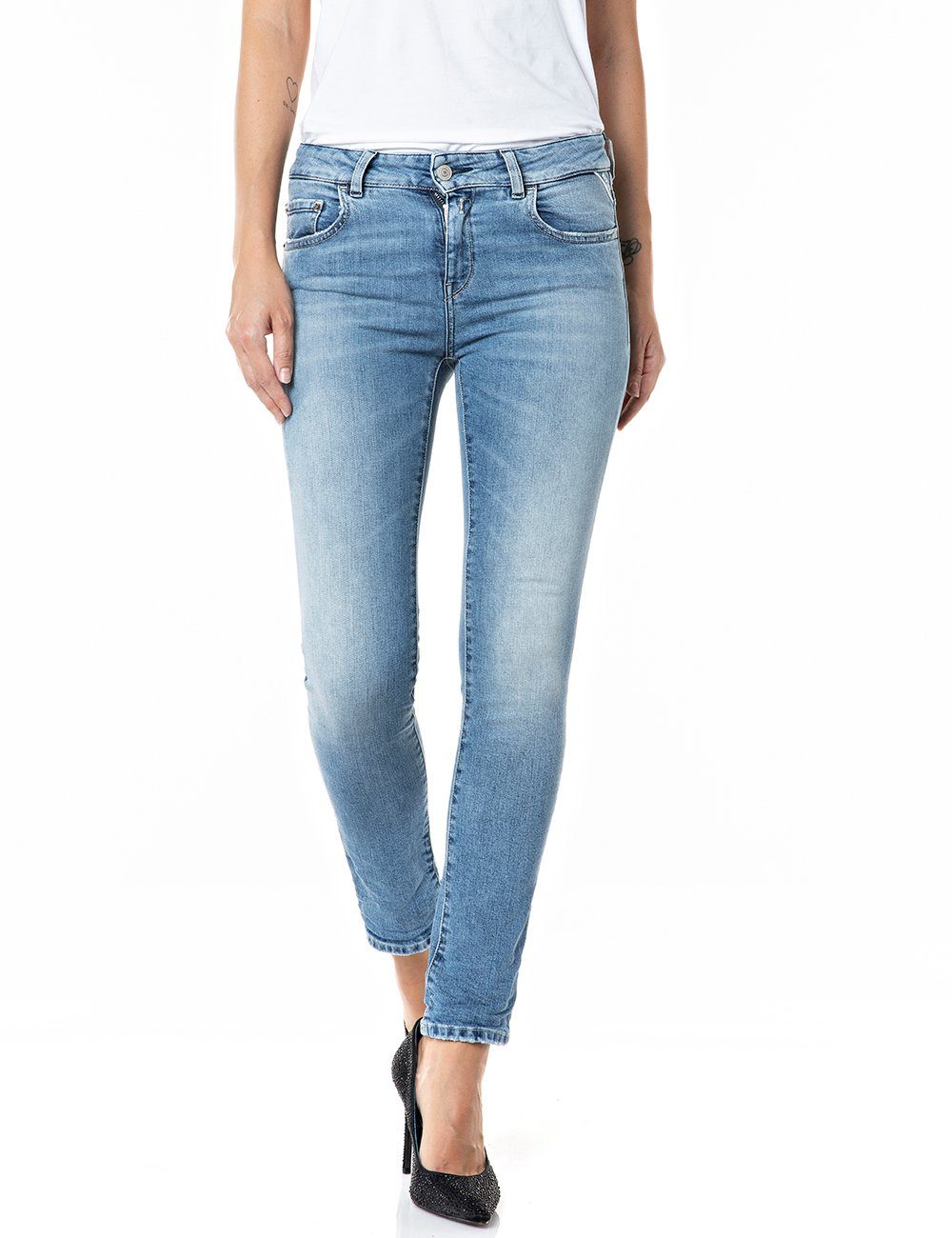 Replay Slim-fit-Jeans Faaby mit Stretch, Aktuelle Jeans für Damen mit  normaler Leibhöhe und Reißverschluss