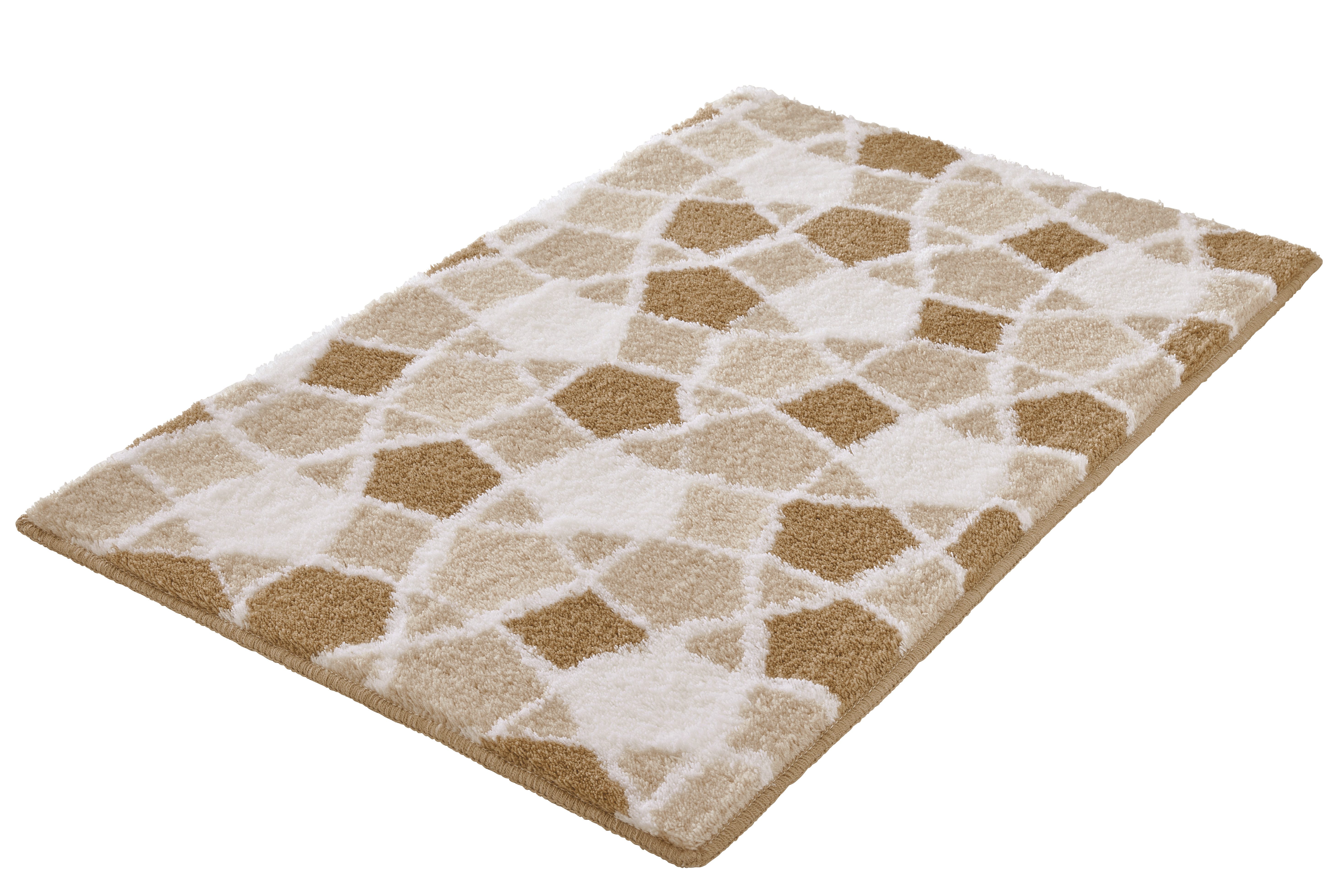 Kleine Wolke Badematte Sintra, Badvorleger, Badezimmer Teppich, Höhe 15 mm, rutschhemmend beschichtet, fußbodenheizungsgeeignet, Polyacryl, rechteckig, Badteppich, modernes Mosaikdesign