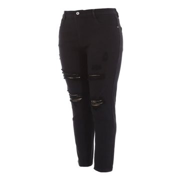 Ital-Design Skinny-fit-Jeans Damen Freizeit Destroyed-Look Stretch Skinny Jeans in Schwarz