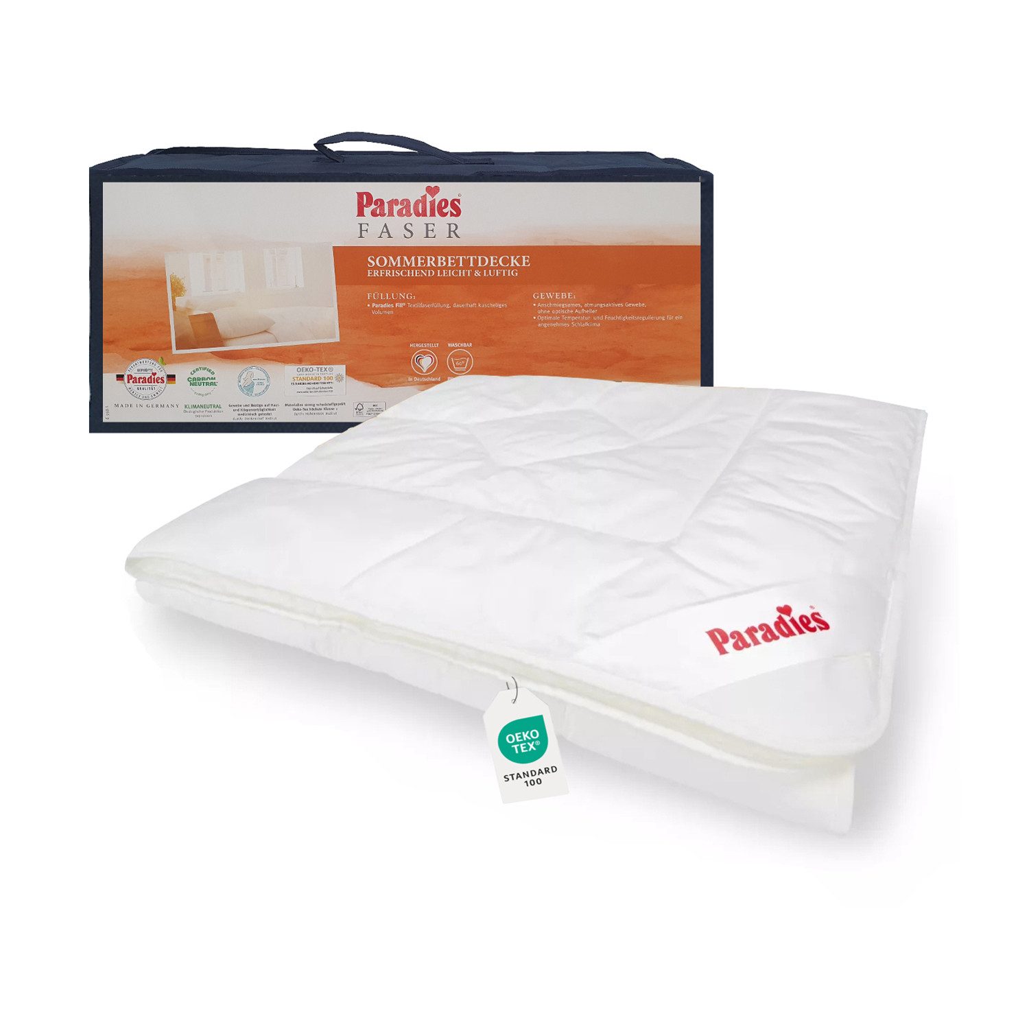 Paradies Sommerbettdecke Paradies Halia-Fill Sommerbett Sommer Bettdecke Sommerdecke 155x220, Füllung: Paradies Fill Fasertechnologie für dauerhaft kuscheliges Volumen, 100% Polyester, Bezug: 100% Baumwolle, veredelt mit Aloe Vera, Klimaneutrale Herstellung