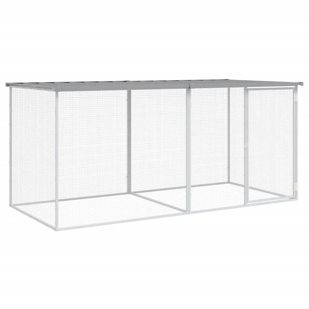vidaXL Voliere 203 x 98 x 90 cm Hühnerkäfig mit Dach Hellgrau 203x98x90 cm Verzinkter