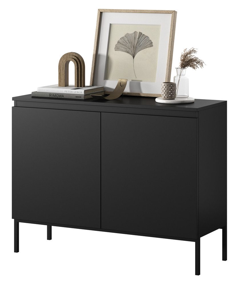 Selsey Sideboard BEMMI, 2-türig mit 4 Fächern, Metallgestell in Schwarz