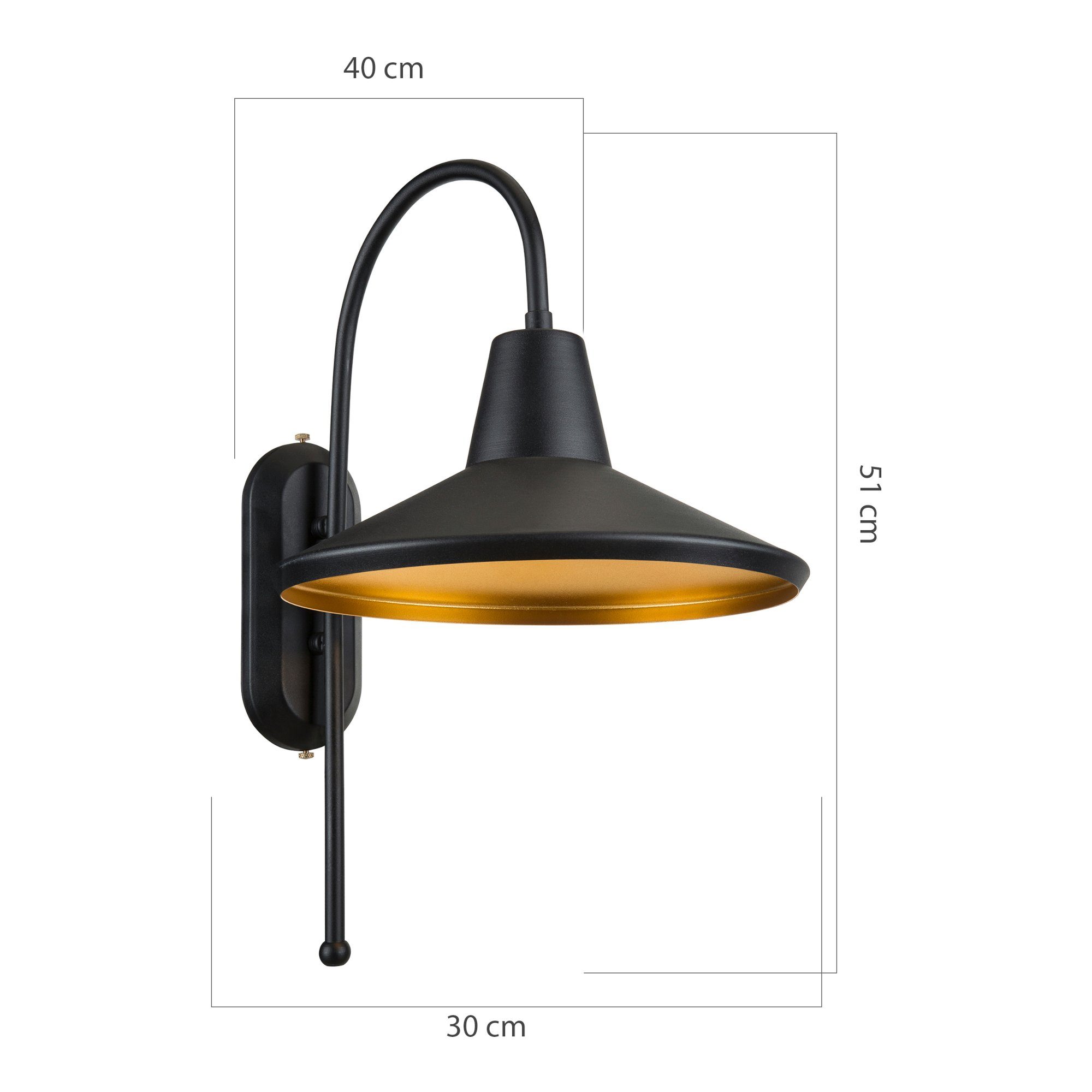lux.pro Wandleuchte, ohne Leuchtmittel, Schwarz/Messingfarben E27 Wandlampe Metall »Kirkcaldy«