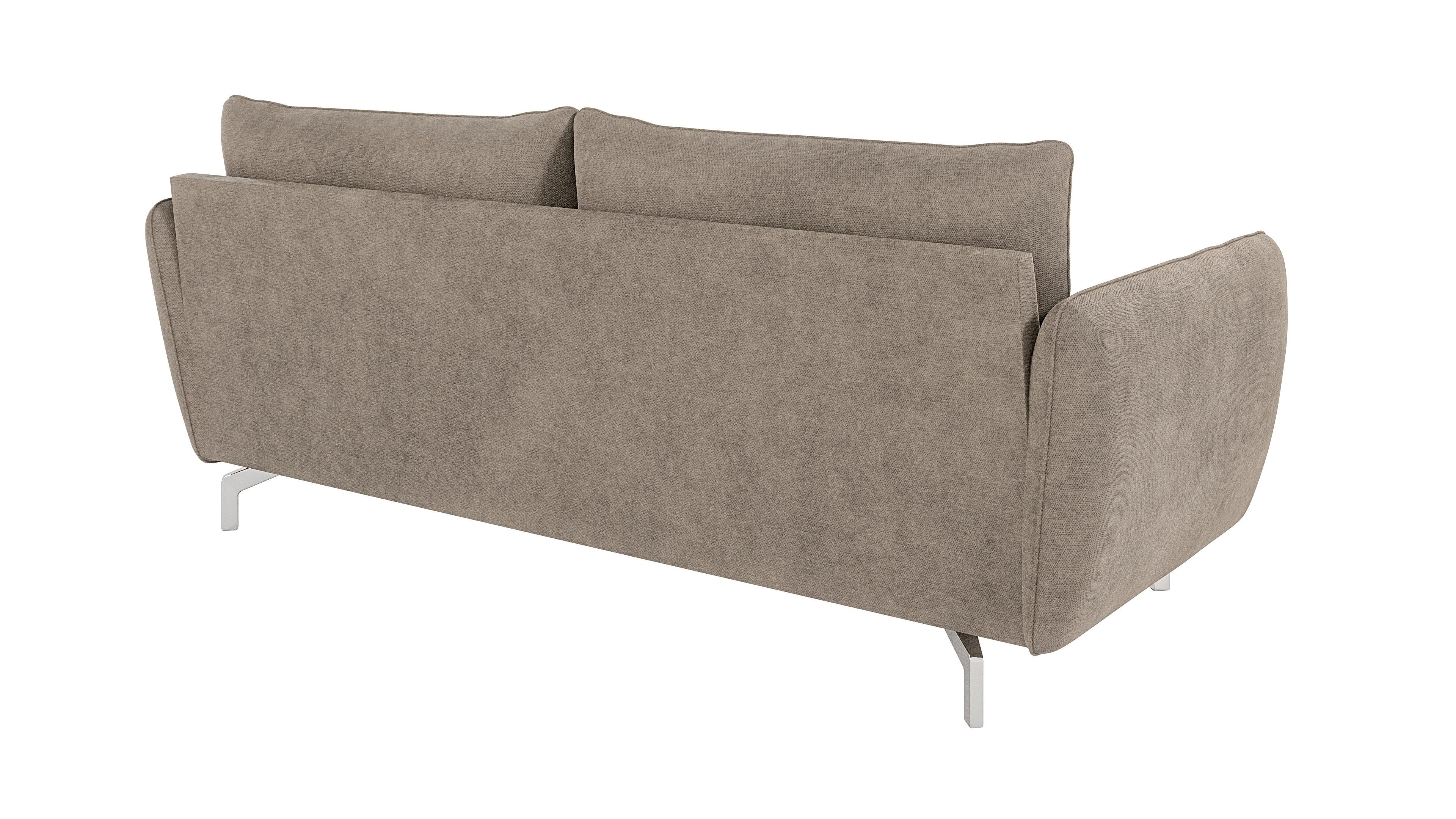 S-Style Möbel 3-Sitzer Sofa Wellenfederung mit Modernes Silber Metall Benita mit Füßen, Dunkelbeige