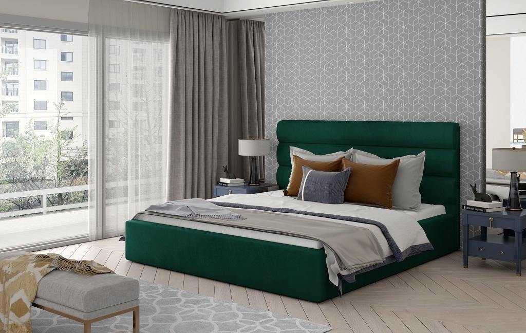 Designer Möbel Ehebett in Grün Doppelbett JVmoebel Europe Schlafzimmer Beiges (Bett), Made Bett Polsterbett