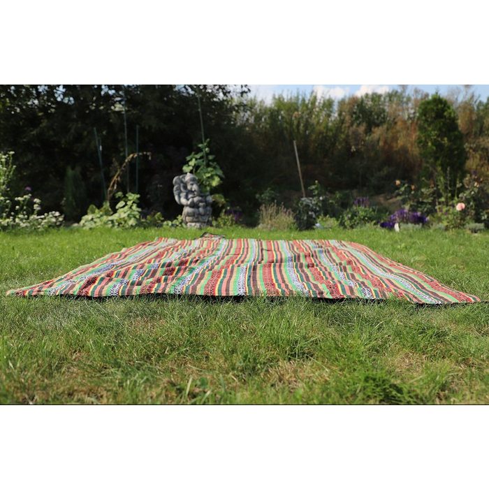 Picknickdecke Kunst und Magie handgewebte Familien Picknickdecke mit Azteken Muster mit Tragegriff KUNST UND MAGIE