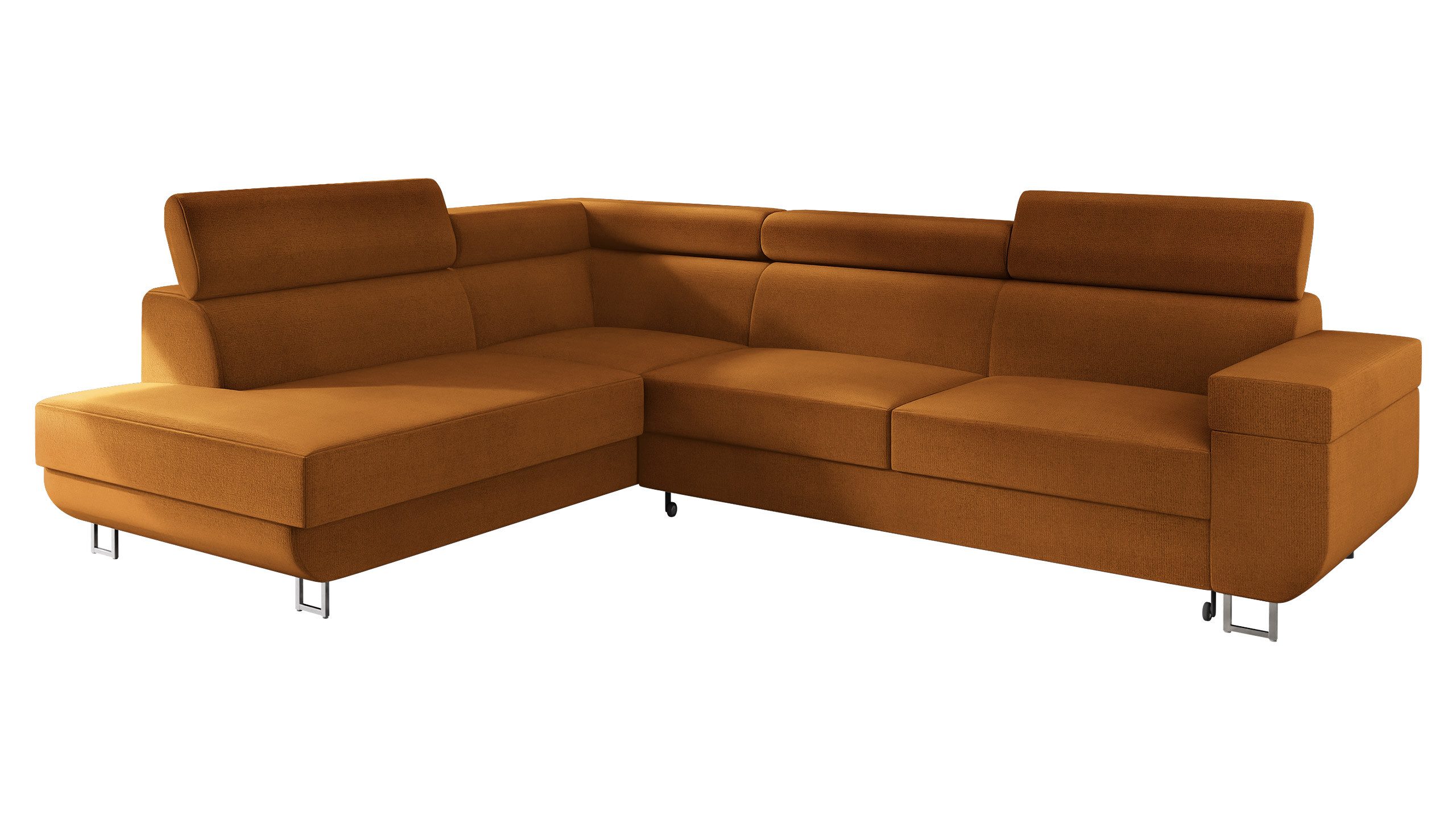 MIRJAN24 Ecksofa Fonti, mit Bettkasten und Schlaffunktion, Einstellbare Kopfstützen