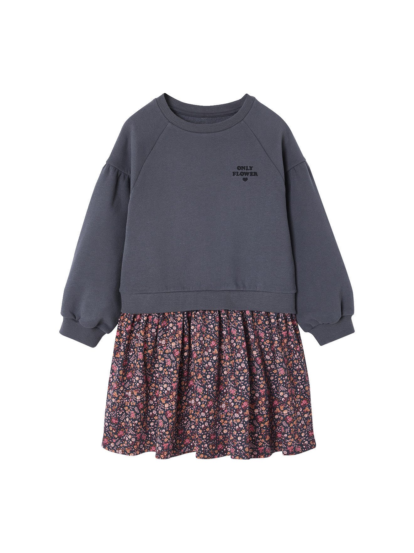 Minikleid Mädchen Kleid mit Materialmix