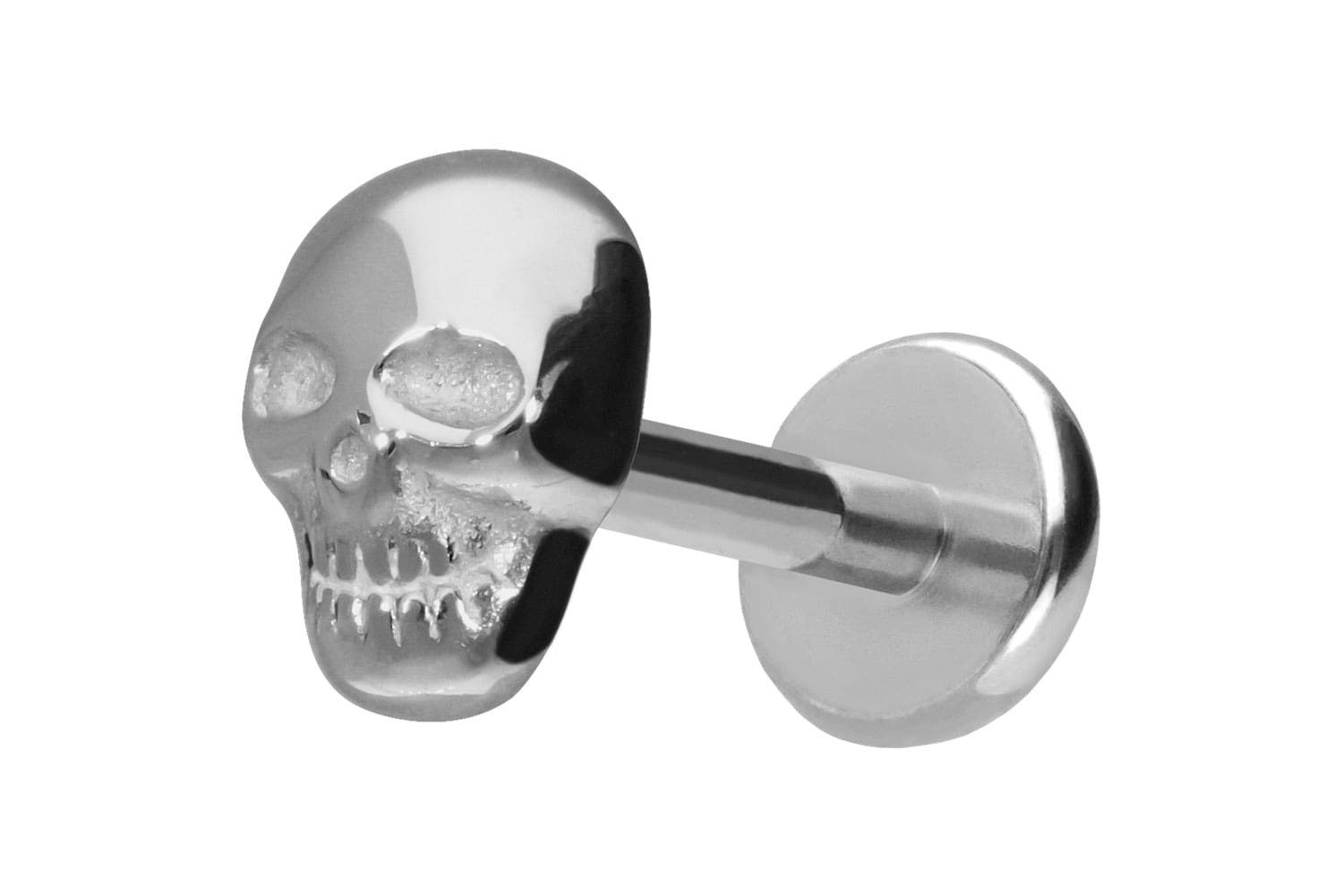 Piercing-Set Titan Labret mit Push Fit TOTENKOPF