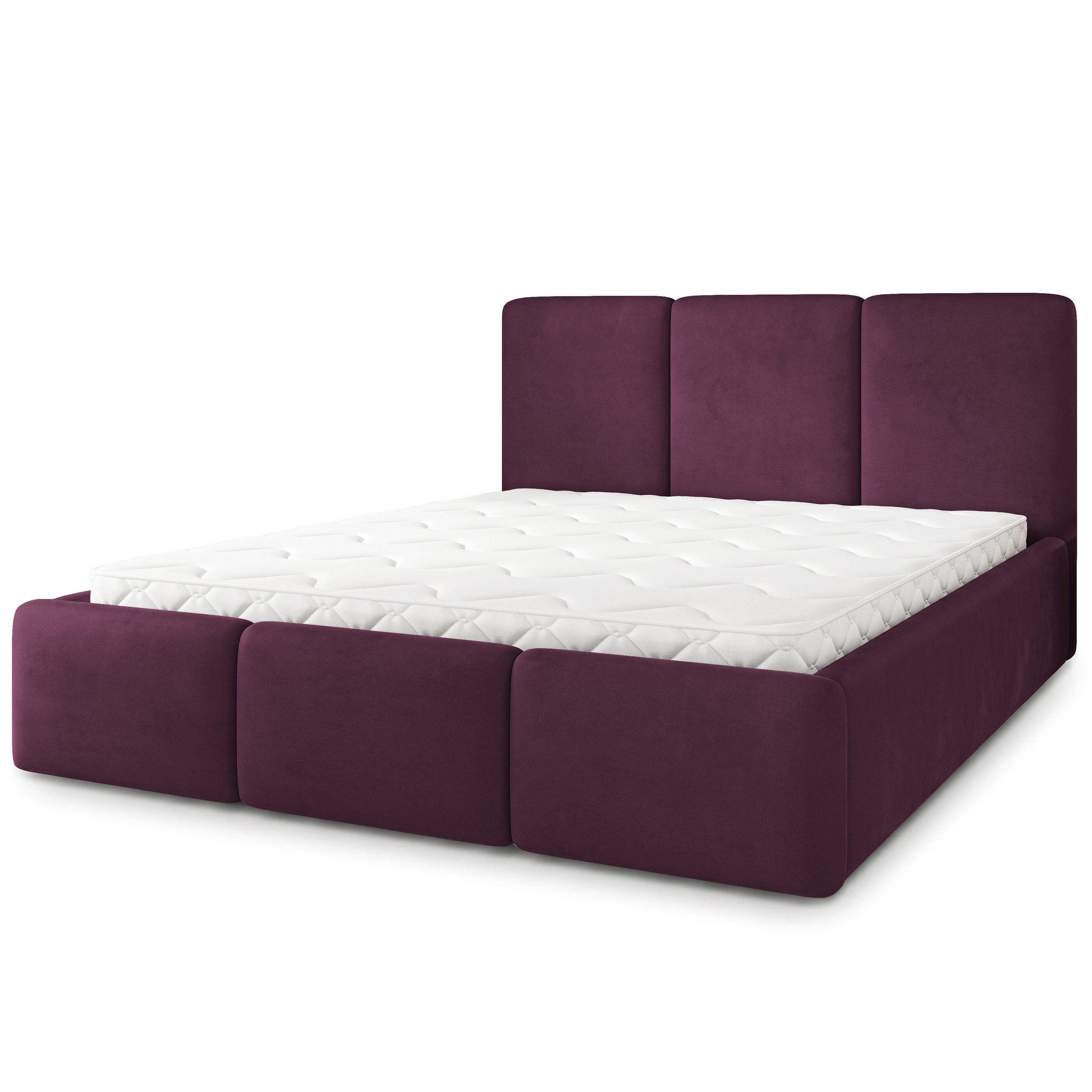Masseno Polsterbett MORENA 120x200 cm rot (mit Bettkasten und Lattenrost)
