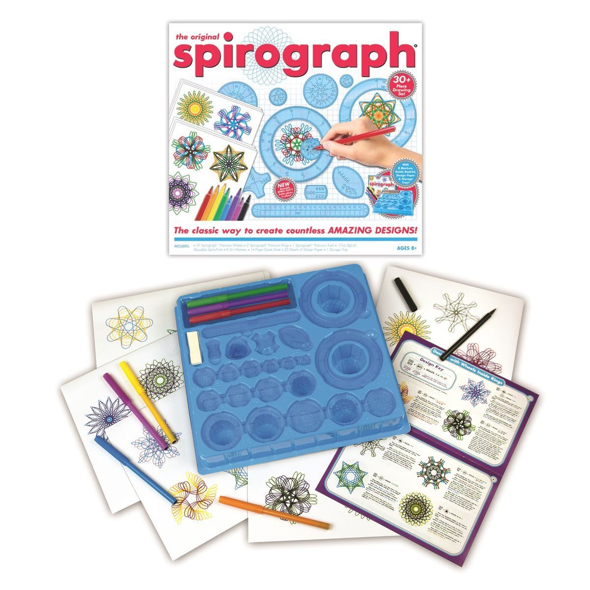 BOTI Kreativset spirograph Schablonen Set mit 8 Stiften