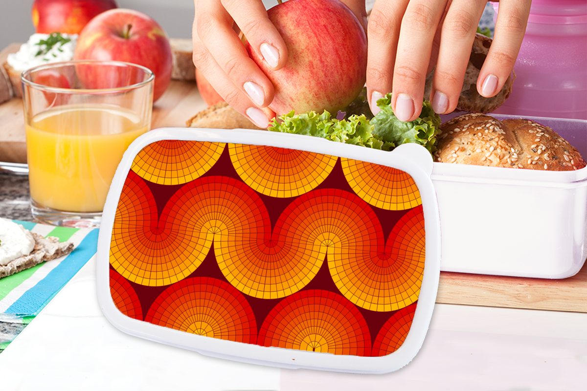 Brotbox und weiß Erwachsene, Abstrakt, Retro - für - Jungs Mädchen - Rot Kunststoff, Brotdose, und MuchoWow Kinder Lunchbox (2-tlg), für Design
