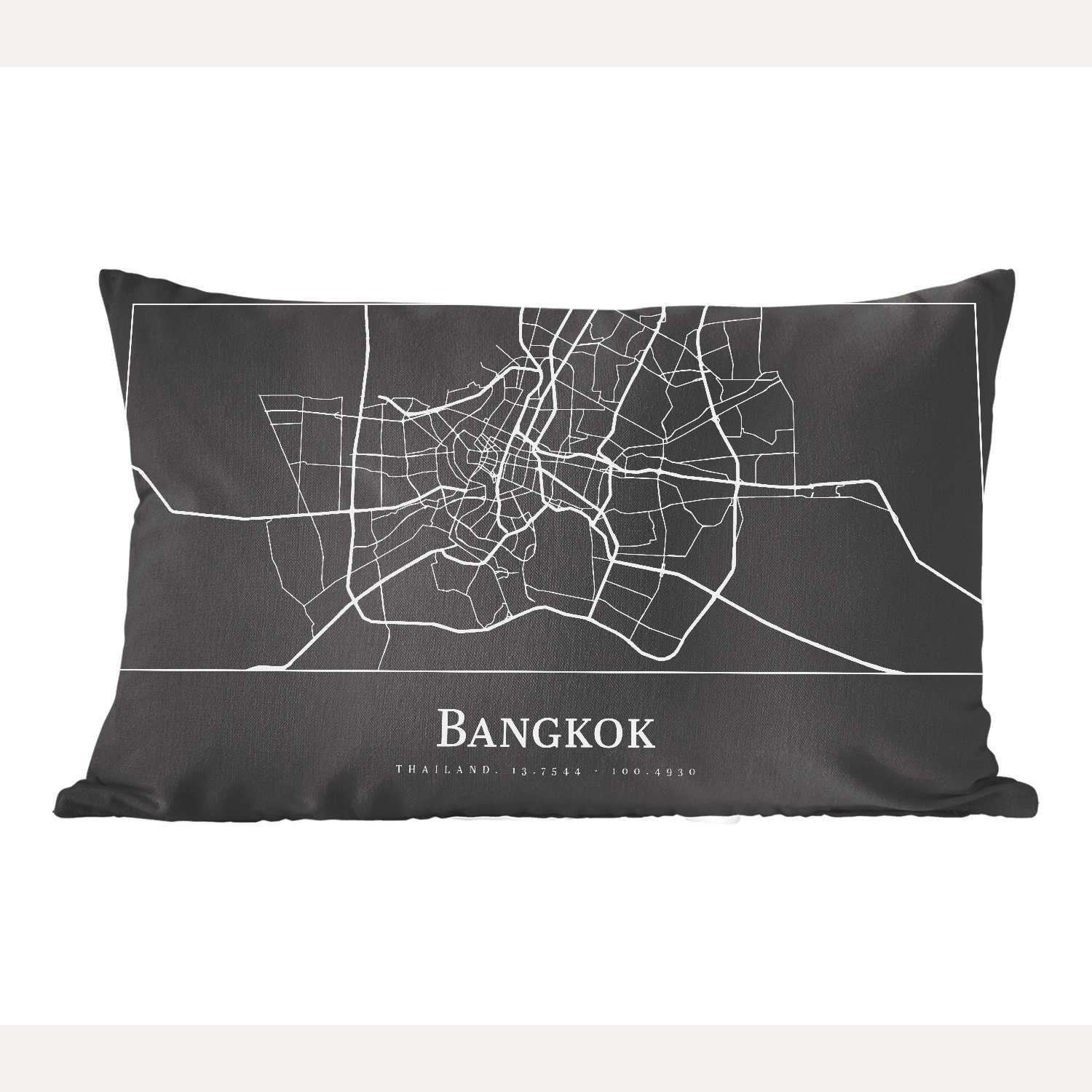 MuchoWow Dekokissen Bangkok - Karte - Stadtplan, Wohzimmer Dekoration, Zierkissen, Dekokissen mit Füllung, Schlafzimmer