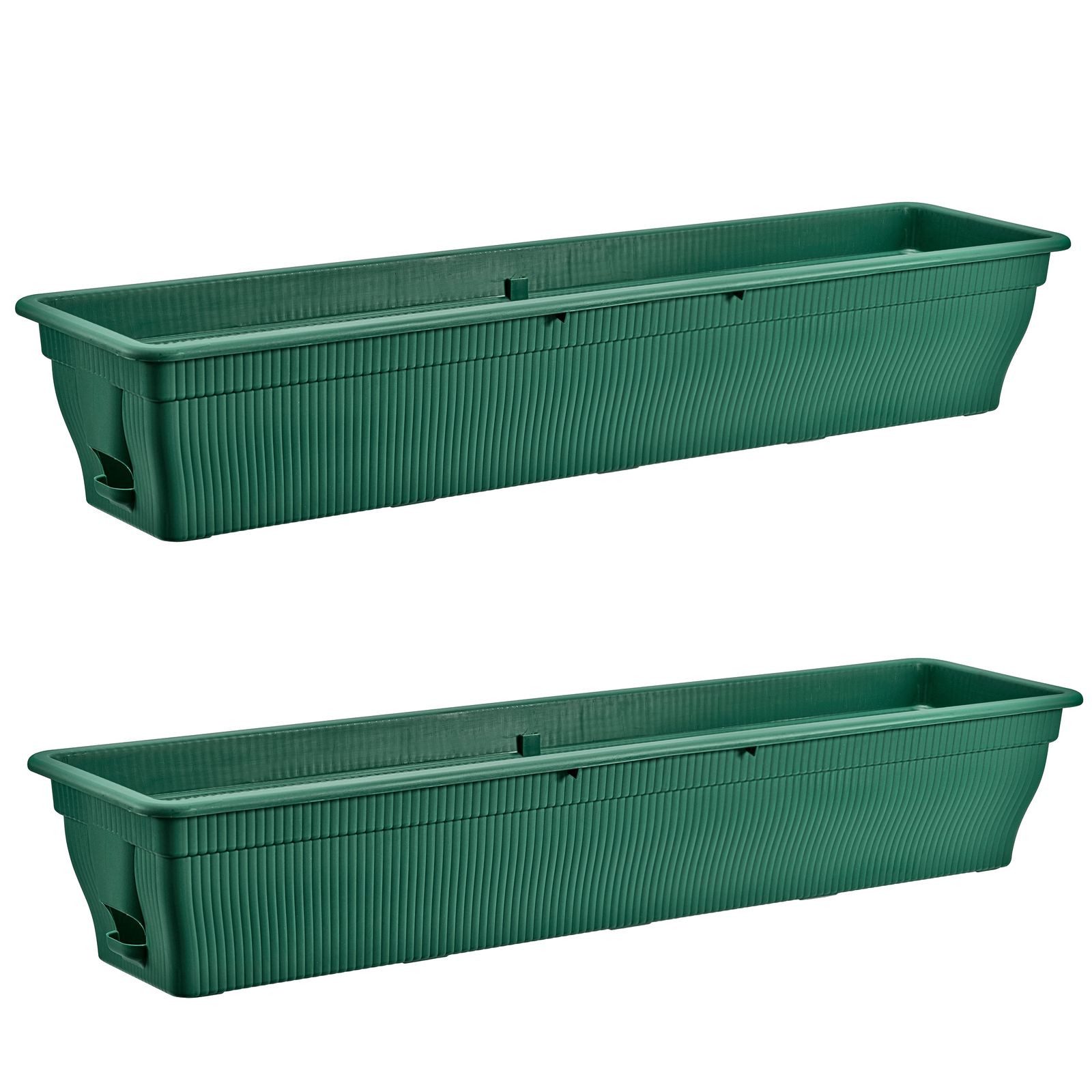 Blumenkasten 2x Blumenkasten Balkonkasten Pflanzkasten stabil Wasserspeicher grün