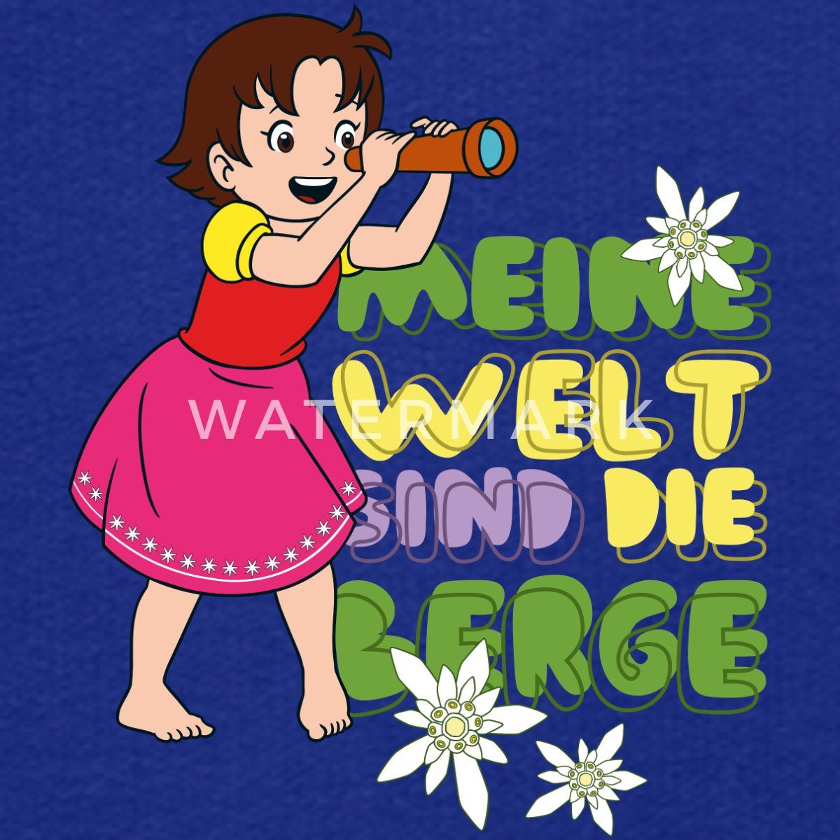 Spreadshirt Hoodie Heidi Meine Welt Sind Die Berge Fernglas Kinder Premium Hoodie (1-tlg)