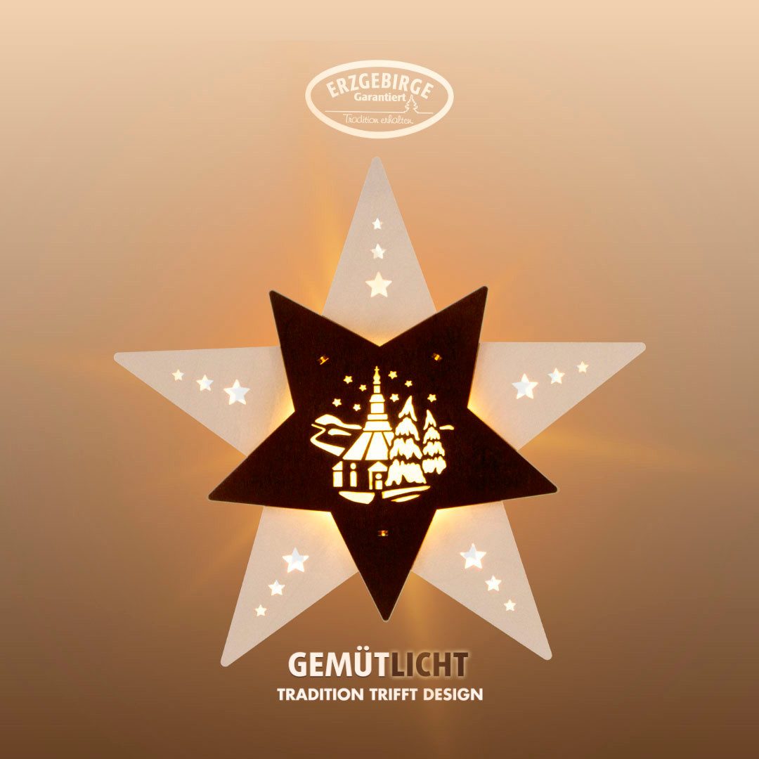 Weigla Dekostern LED Seiffener Kirche, Fensterbild, Weiẞ-BRAUN, Made in Ger günstig online kaufen