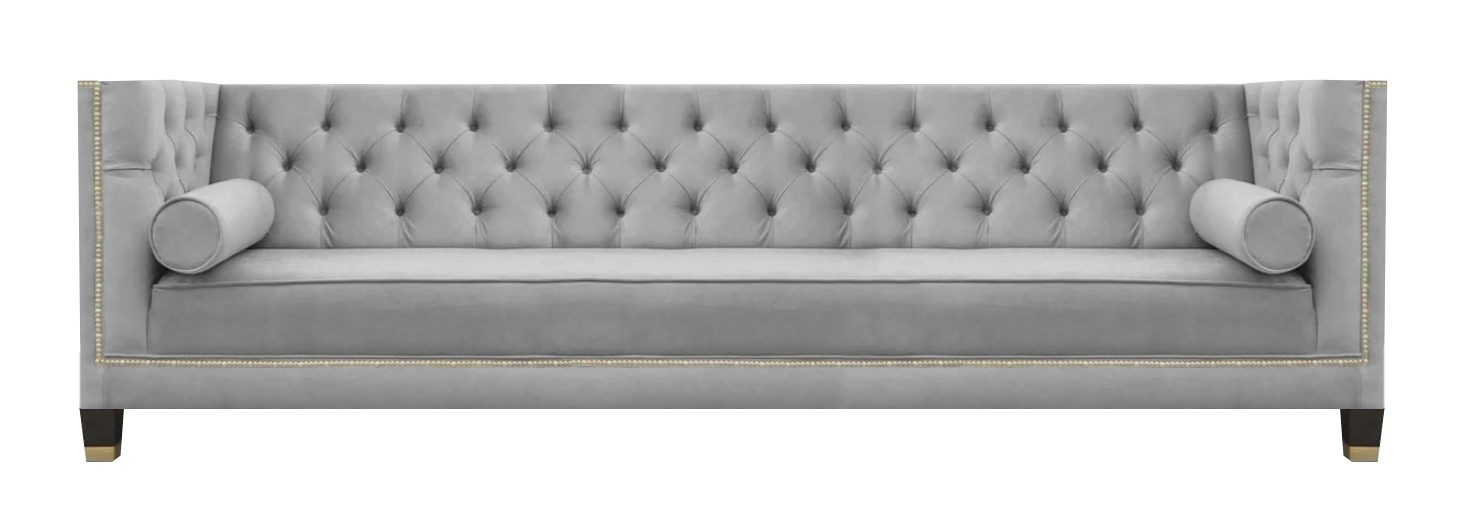 Chesterfield-Sofa Elegantes Chesterfield Sofa in Grau mit Polyätherschaum-Polsterung