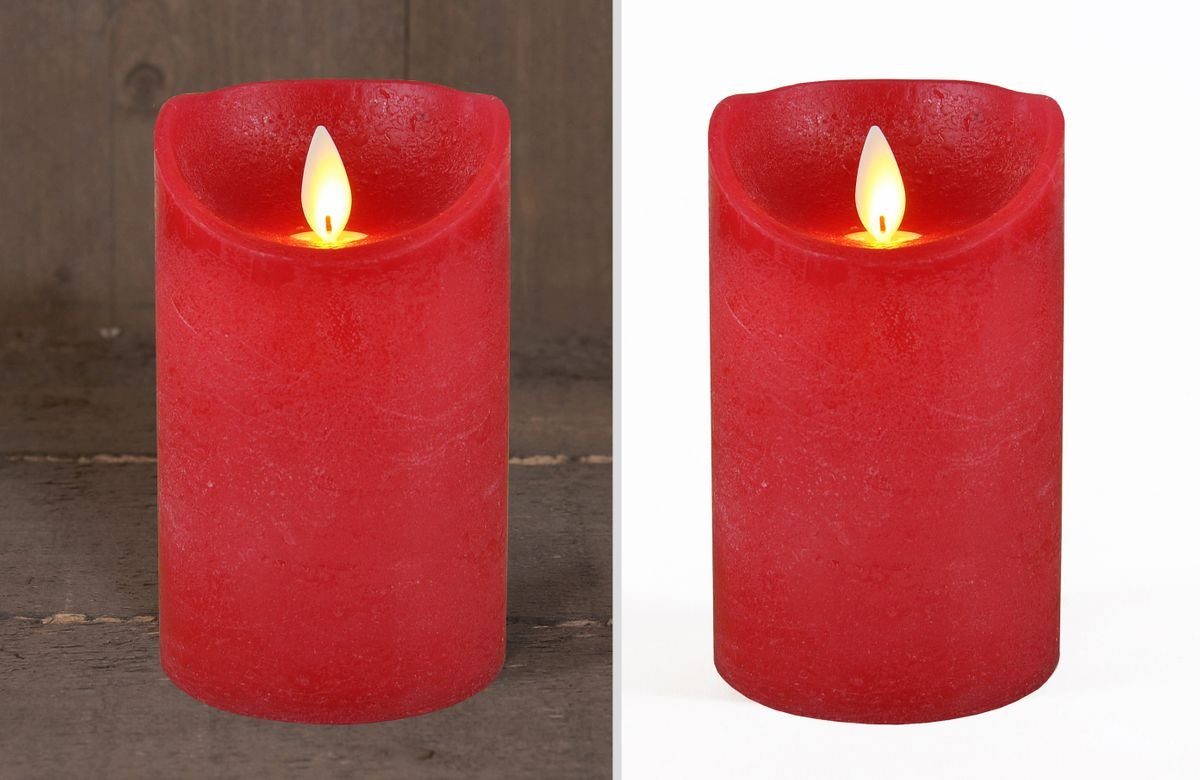 und Farb- 10 Timerfunktion / Rot Ø Wachskerze Kerze Echtwachskerze LED-Kerze mit Größenauswahl, Echtwachskerzen cm große LED 7,5cm 12,5 Timer 15 (1-tlg), / JACK