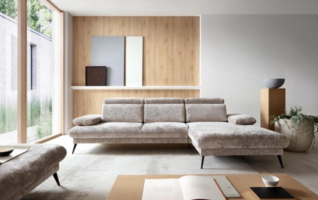 JVmoebel Ecksofa Design Sofa Eckgarnitur Ecksofa L Form Couch Grau Polster, 2 Teile, Made in Europe Beige