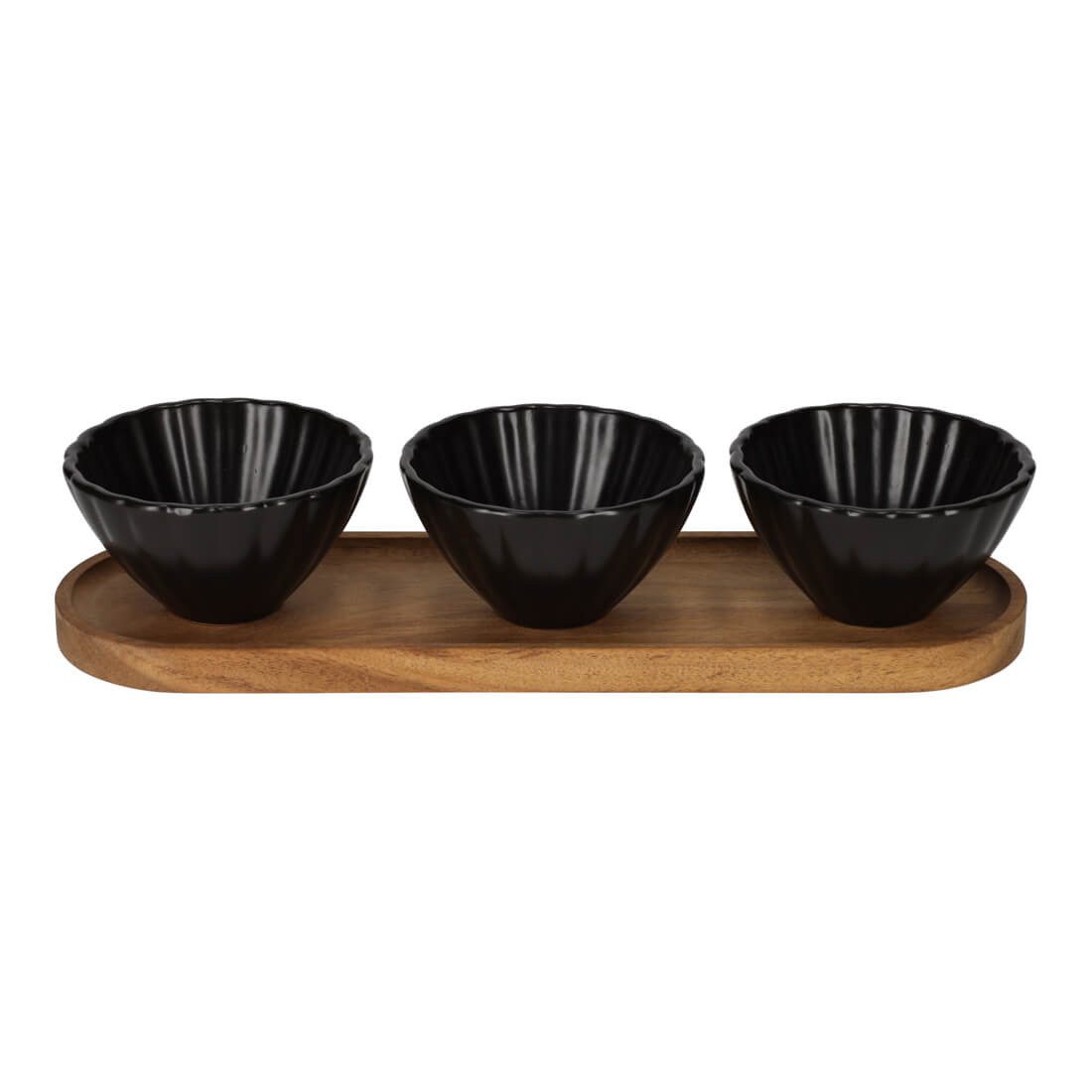 Jens Living Servierschale Servierset Muschelschalen, Akazienholz & Keramik, Dip- & Snackschalen, Holz, Keramik, (4-tlg), Akazienholz, Muschelschalen, Keramik, lebensmittelecht