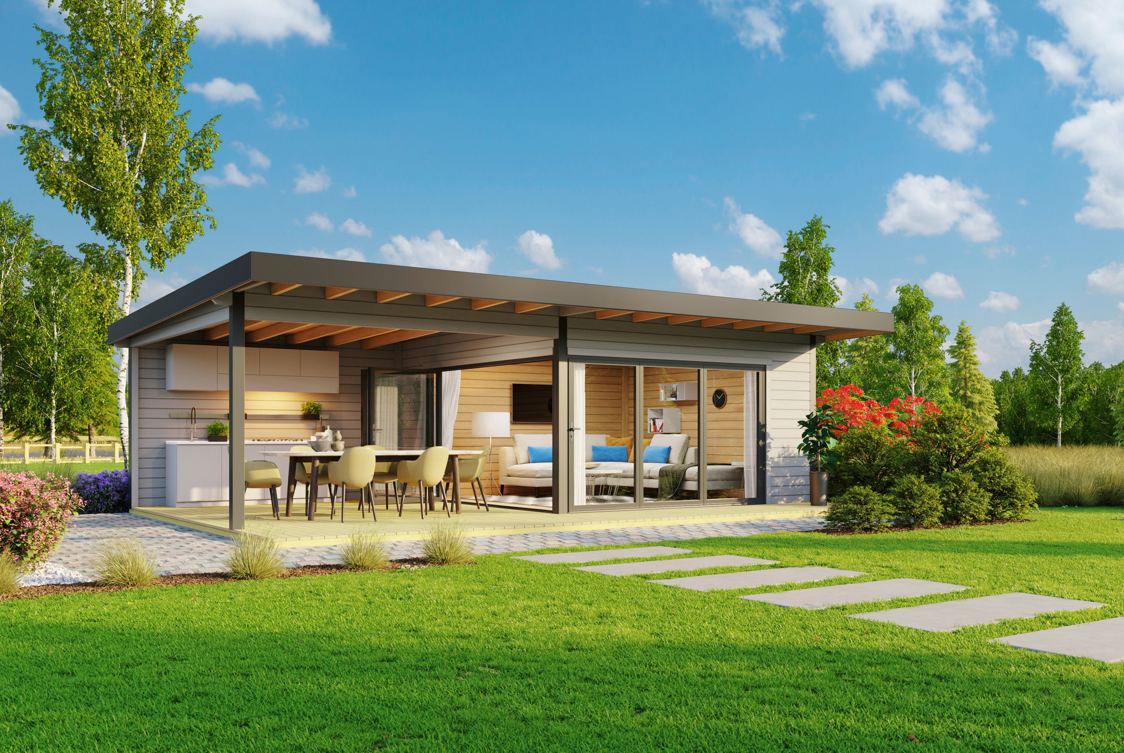 LASITA MAJA Gartenhaus DOMEO 10, BxT: 890x590 cm, (Set), mit Anbau