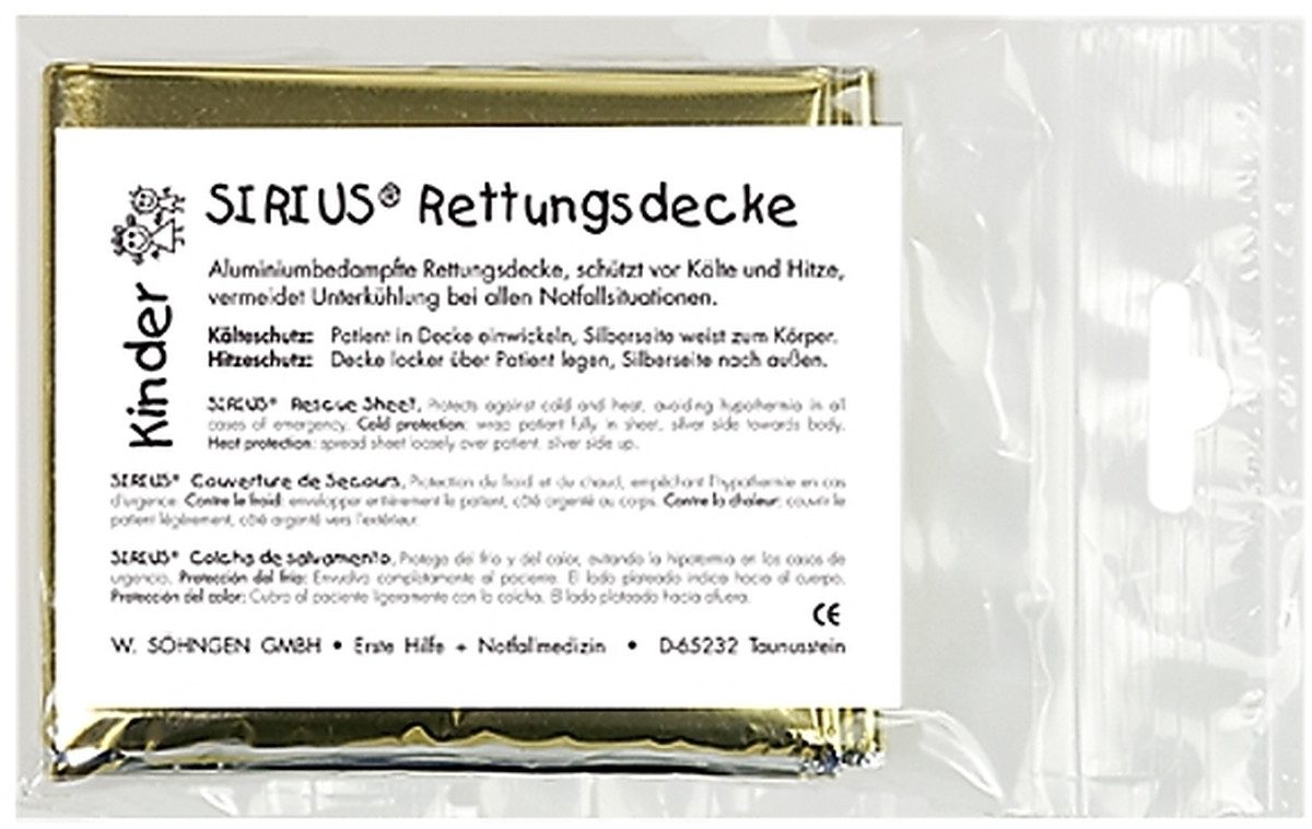 Söhngen Erste-Hilfe-Set Rettungsdecke Kinder Sirius silber-gold 160x120cm