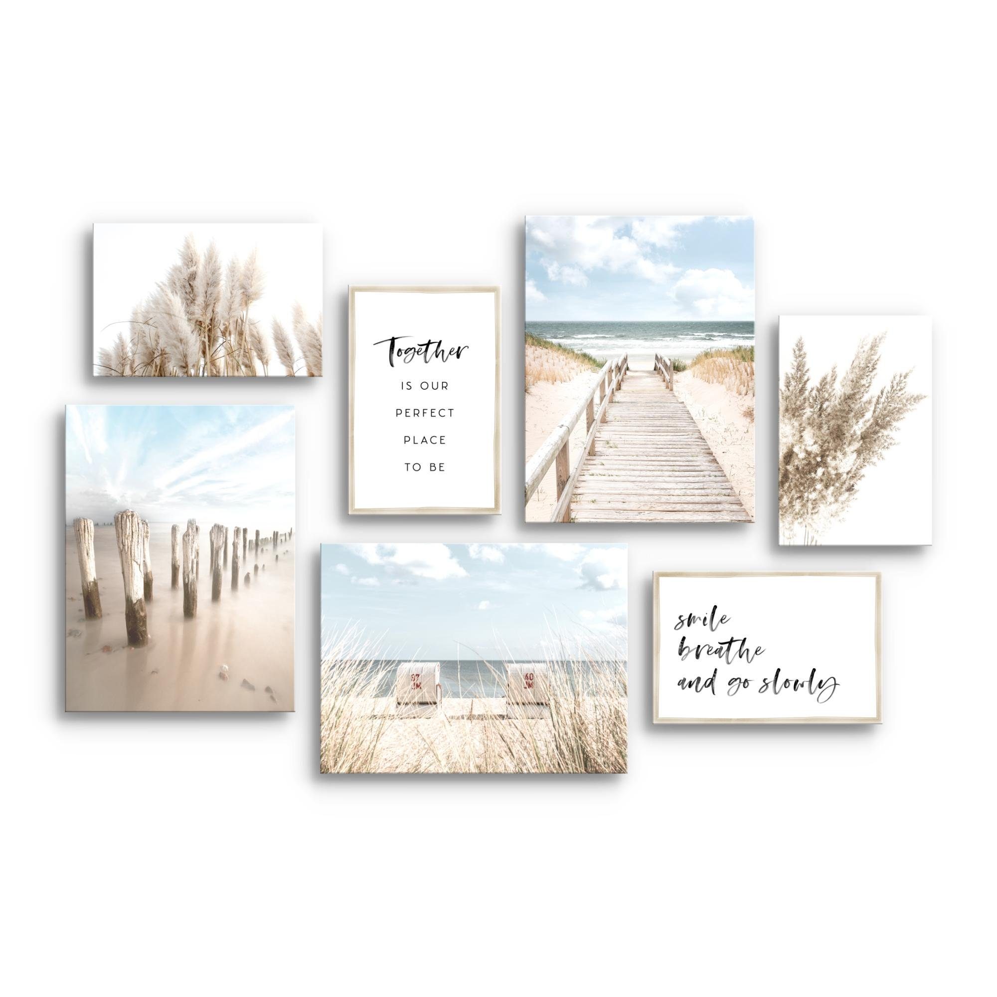 Novart Wandbild Wandbilder Strand Meer Boho - KOMPLETT AUFHÄNGFERTIG - Blau günstig online kaufen