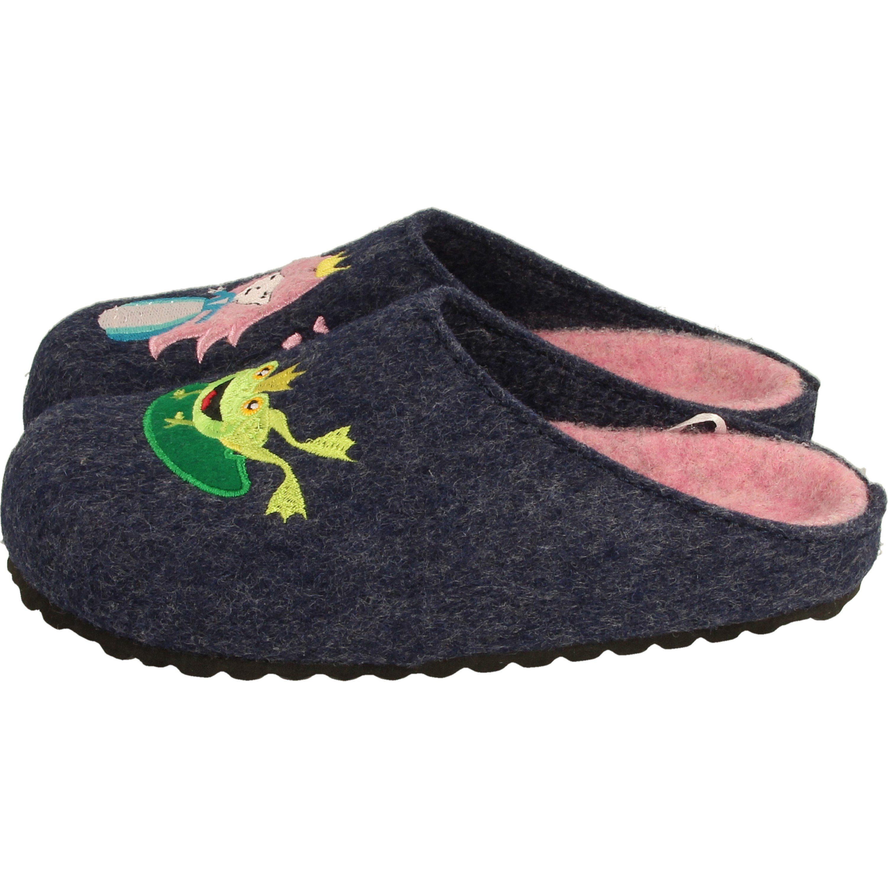SUPERSOFT Mädchen Schuhe 542-274 Pantoffeln Navy Hausschuhe Clog Motiv Prinzessin Clogs