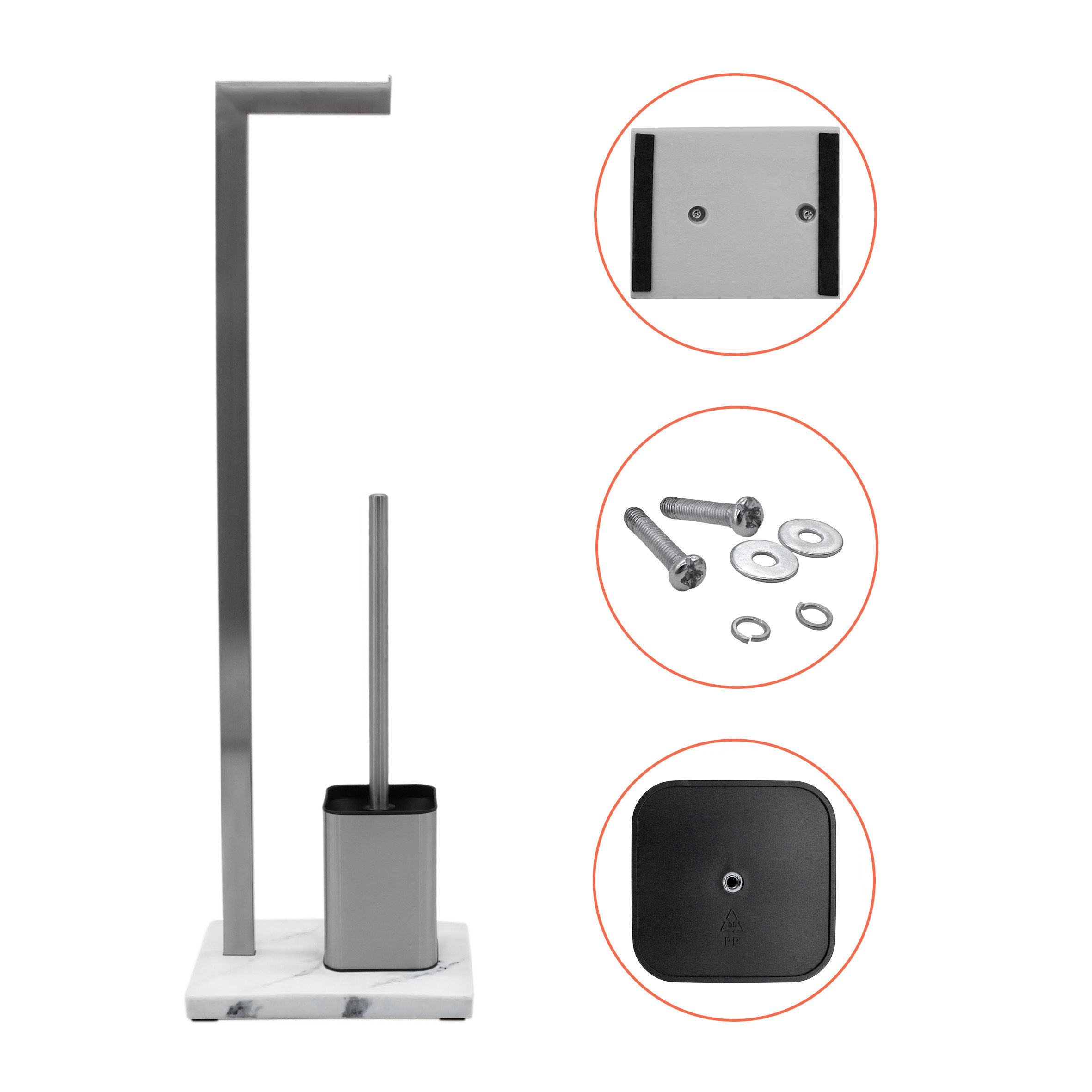 WENKO WC-Garnitur Stand Toilettenbürsten und WC Rollenhalter Aprilla, Badezimmer, (WC Garnitur, 1-tlg., 2in1), platzsparend – Bild 4 von 5