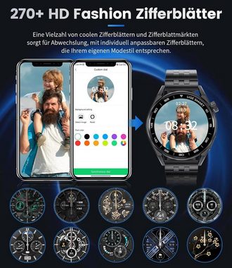 Lige Smartwatch (1,39 Zoll, Android iOS), Herren 300mAh mit Telefonfunktion Wasserdicht Fitness 100+ Sportmodi