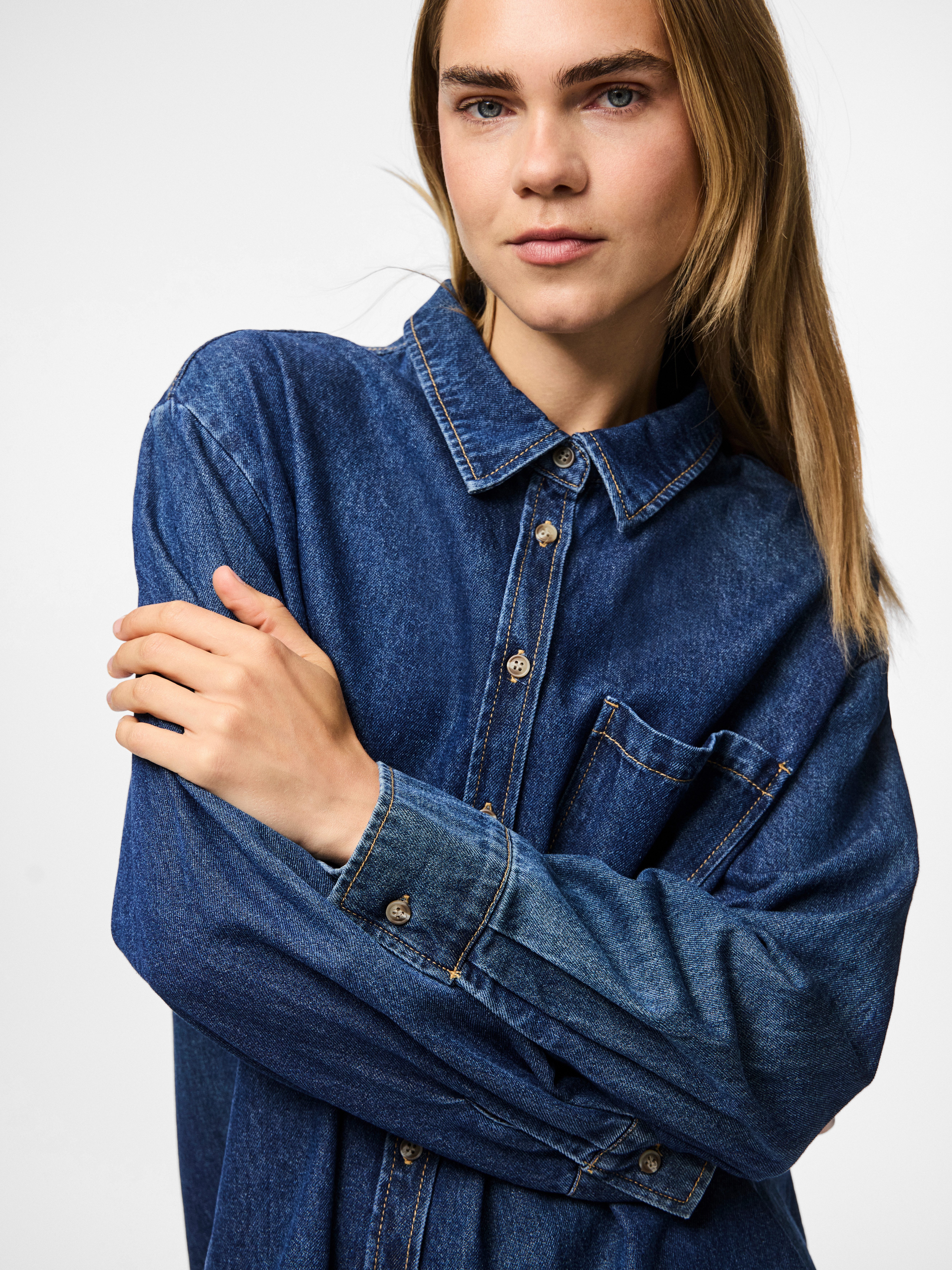 pieces Jeansbluse PCMAISIE LS DENIM SHIRT günstig online kaufen