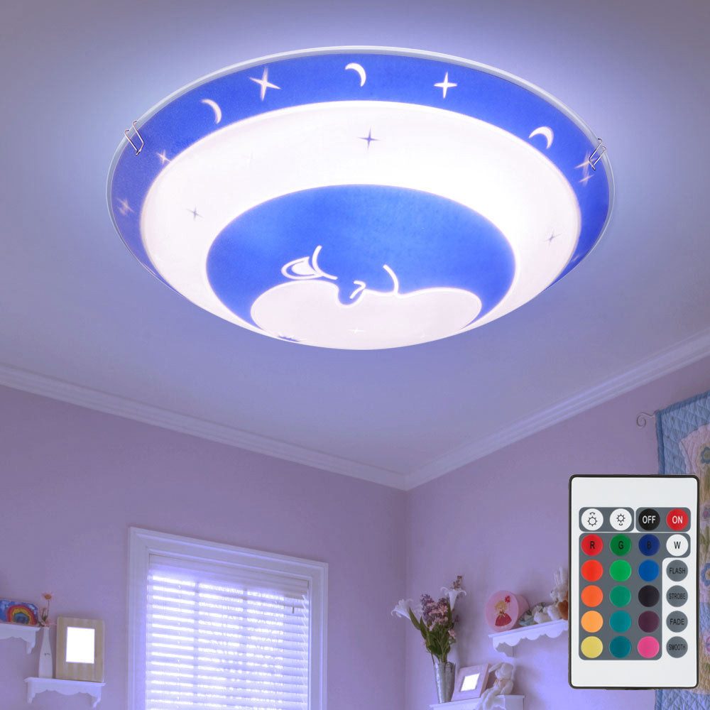 GLOBO LIGHTING Dekolicht, Leuchtmittel inklusive, Warmweiß, Farbwechsel, Deckenleuchte Kinderzimmer Glas Kinder