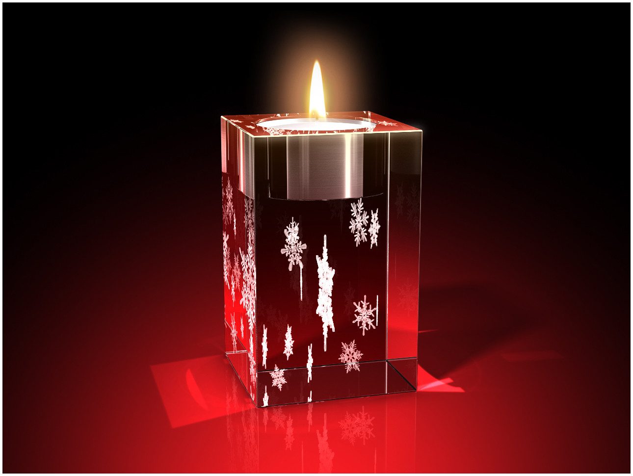 GLASFOTO.COM Teelichthalter Advents-Teelichthalter (einzeln), Weihnachten, Kristallglas, 3D-Motive (1), aus Kristallglas
