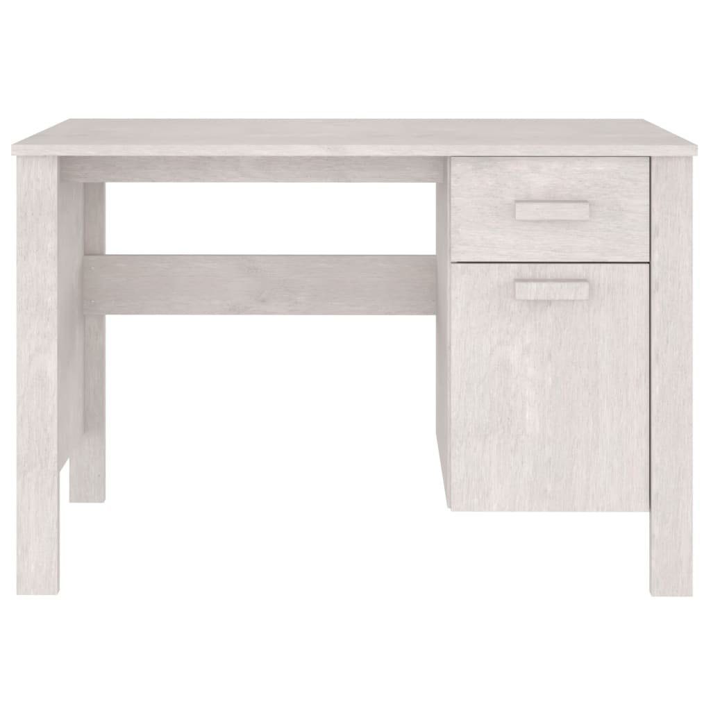 furnicato Schreibtisch HAMAR Weiß 113x50x75 Kiefer Massivholz cm