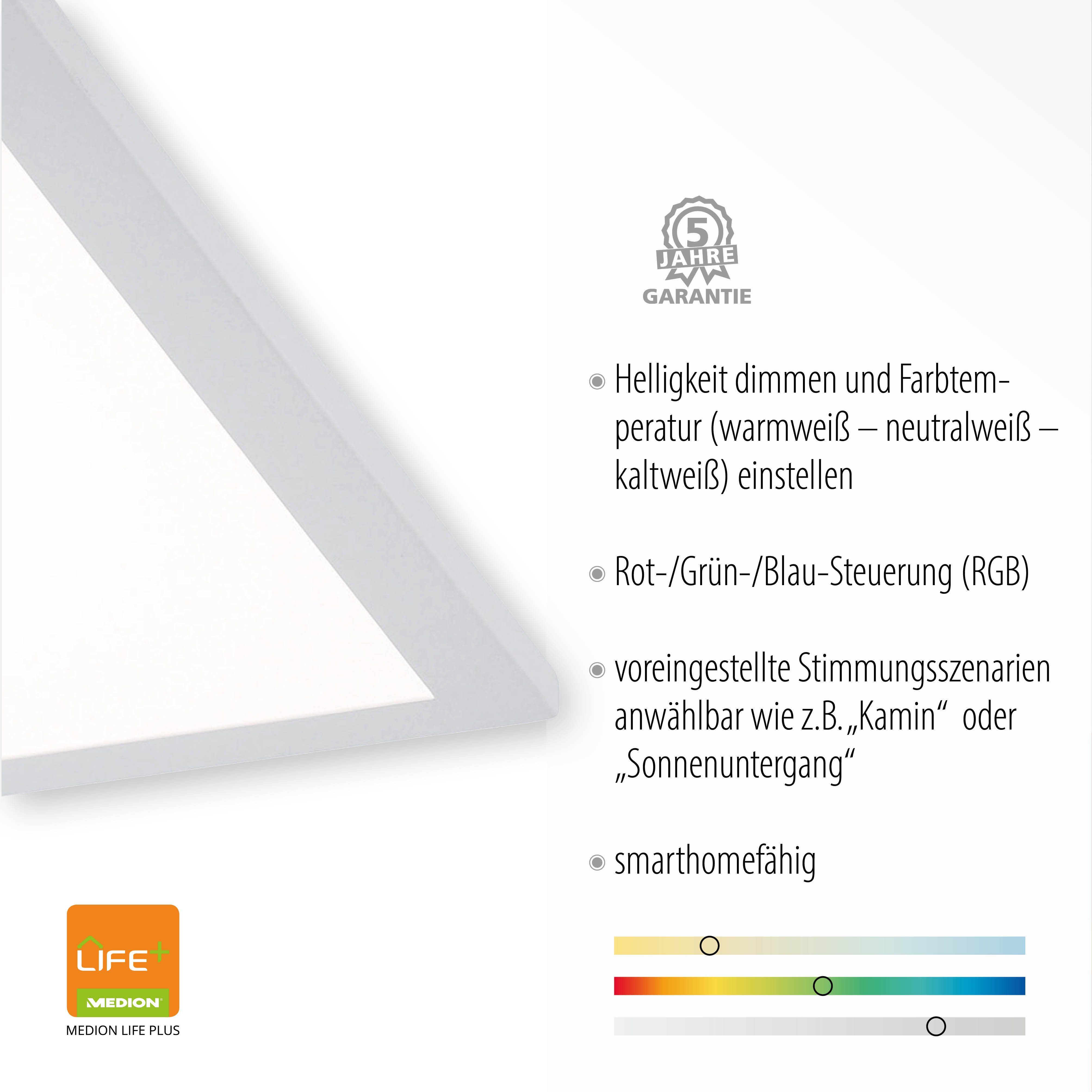 Leuchten Direkt Deckenleuchte Ls-FLAT, Infrarot Smarthome white, warmweiß RGB+tunable fähig inkl., fest Fernbedienung, - integriert, LED kaltweiß