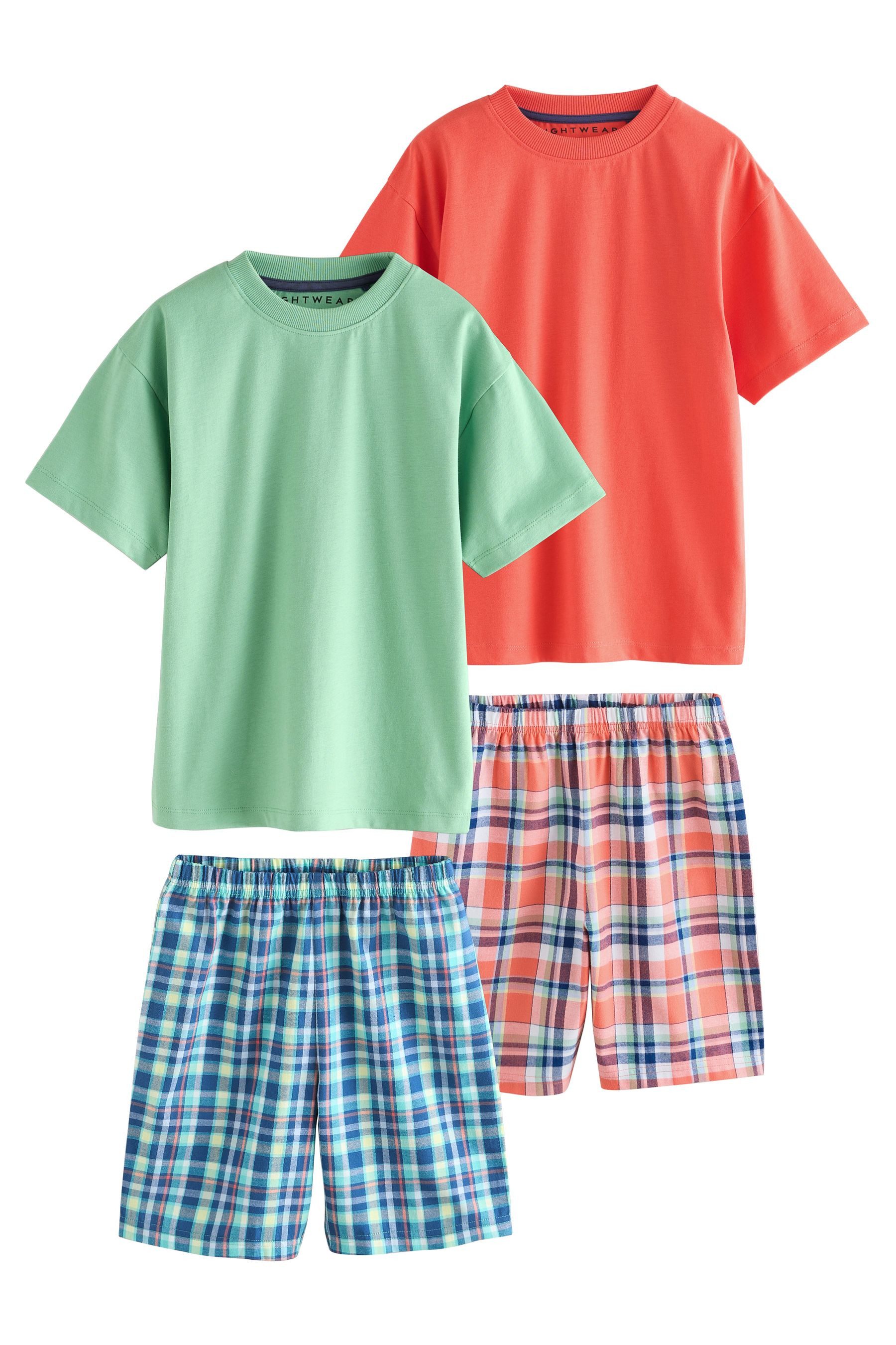 Next Pyjama Karierte kurze Schlafanzüge, 2er-Pack (4 tlg)