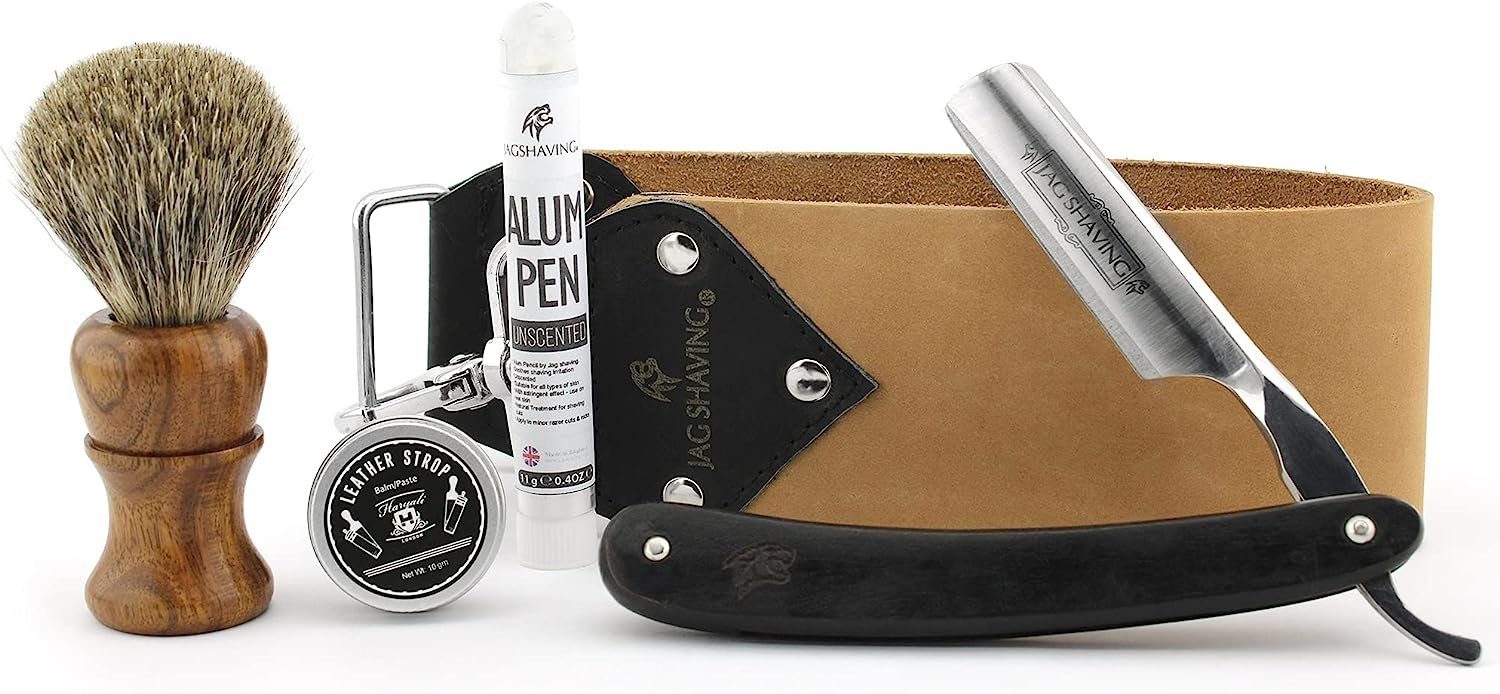 JAG SHAVING Rasierset JAG Shaving 5-teiliges Cut Throat Razor Rasierset für Männer Brown