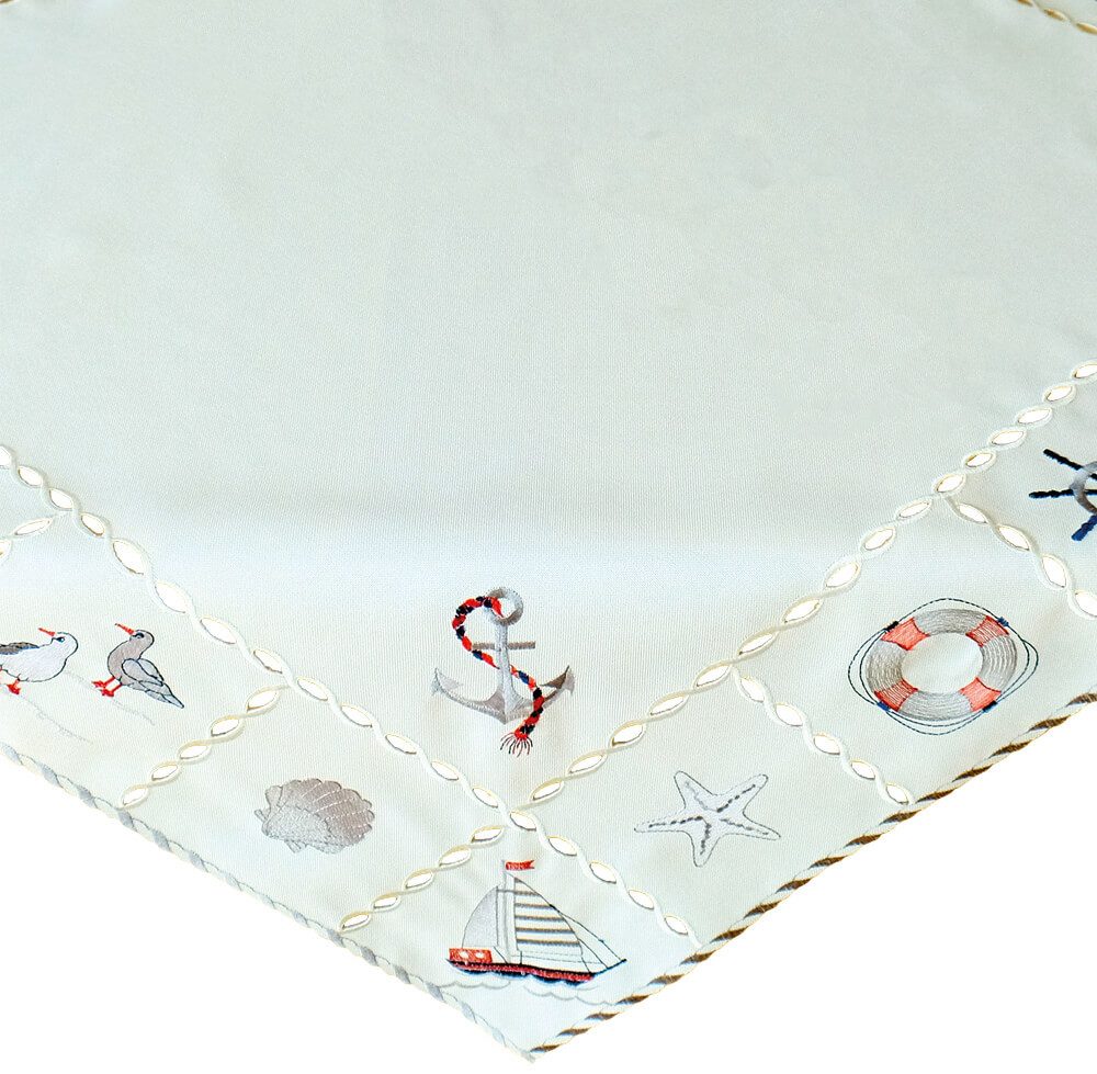 matches21 HOME & HOBBY Tischdecke Tischdecke NINA maritime Stickerei & Cutouts Polyester 85 x 85 cm (1-tlg), Pflegeleicht & waschbar bei 30 °C
