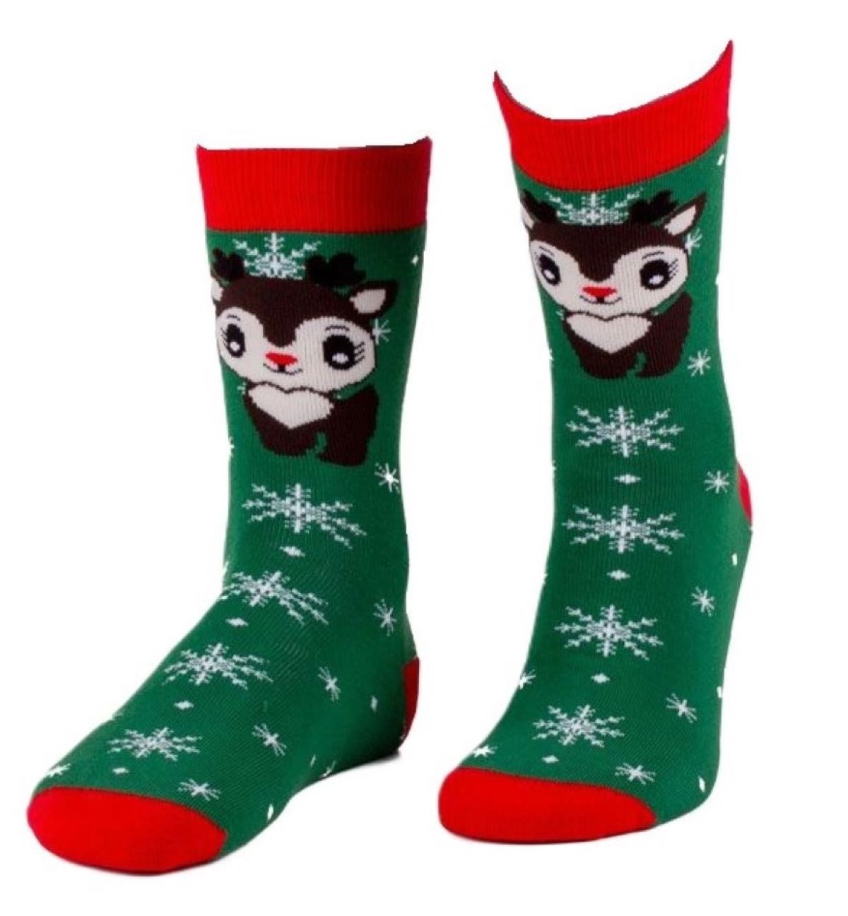 Toker Collection® Freizeitsocken Weihnachtssocken - "Rentier", "Weihnachtsfrau", "Weihnachtsmann" (Pack, 1 Paar) eingestricktes Rentier