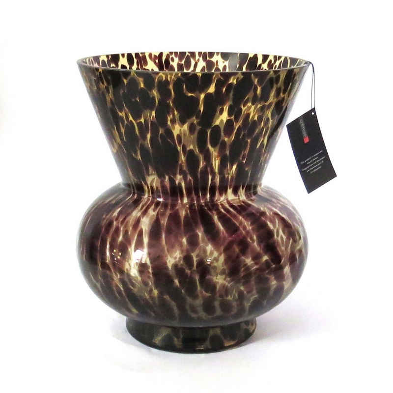 colmore Dekovase Vase Amber Glas Groß Leoparden Print Colmore 35 cm