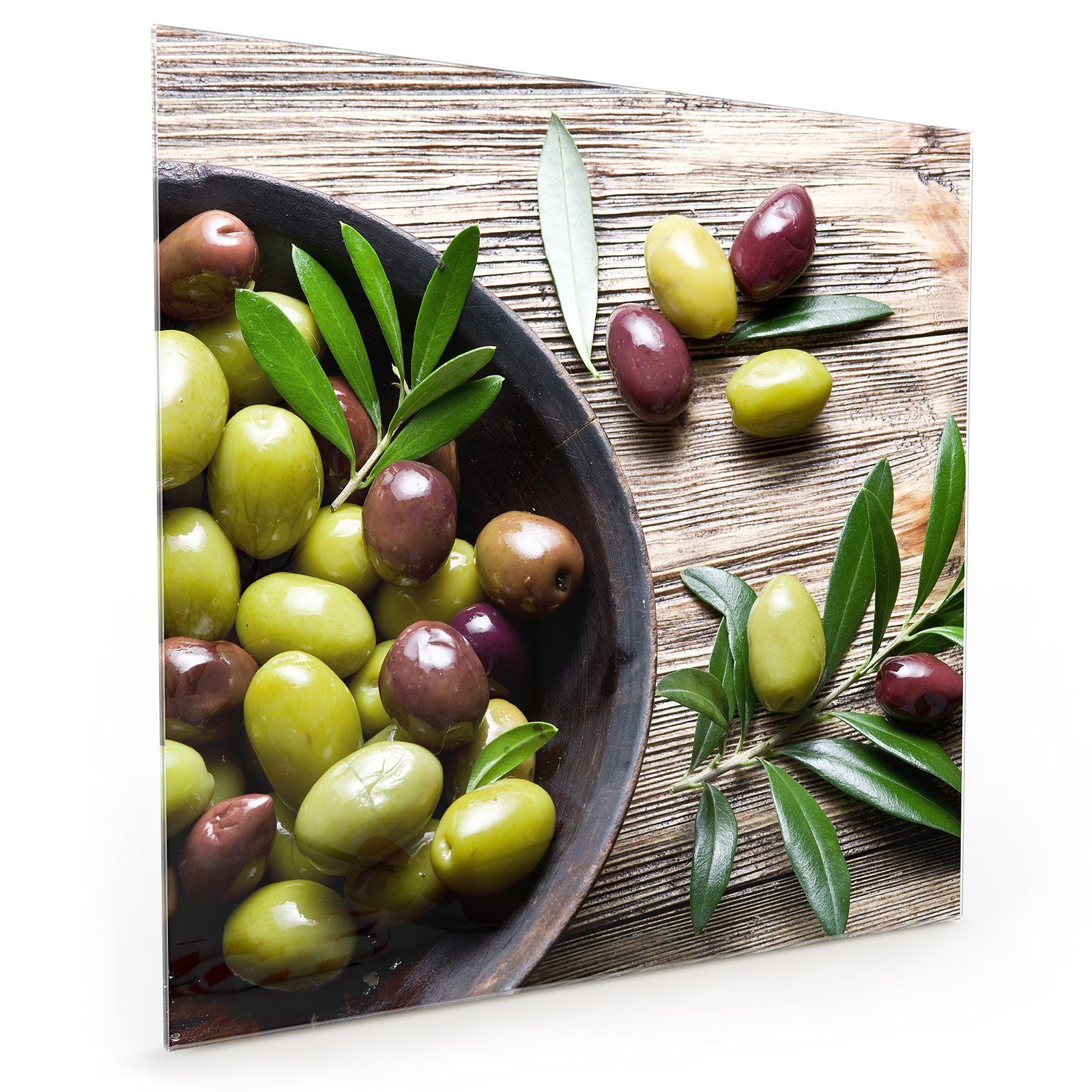 Küchenrückwand Oliven Glas Primedeco Spritzschutz Töpfchen in