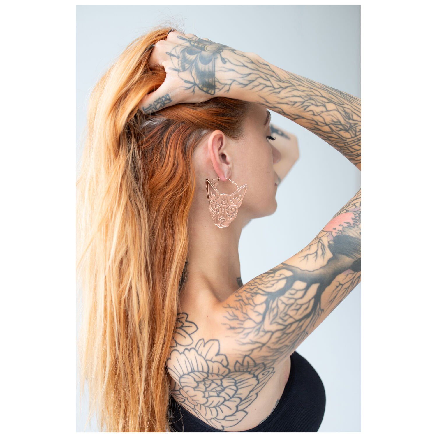 Wildcat Paar Ohrhänger Sphynx Hoops, wasserfest, langlebig, hautverträglich