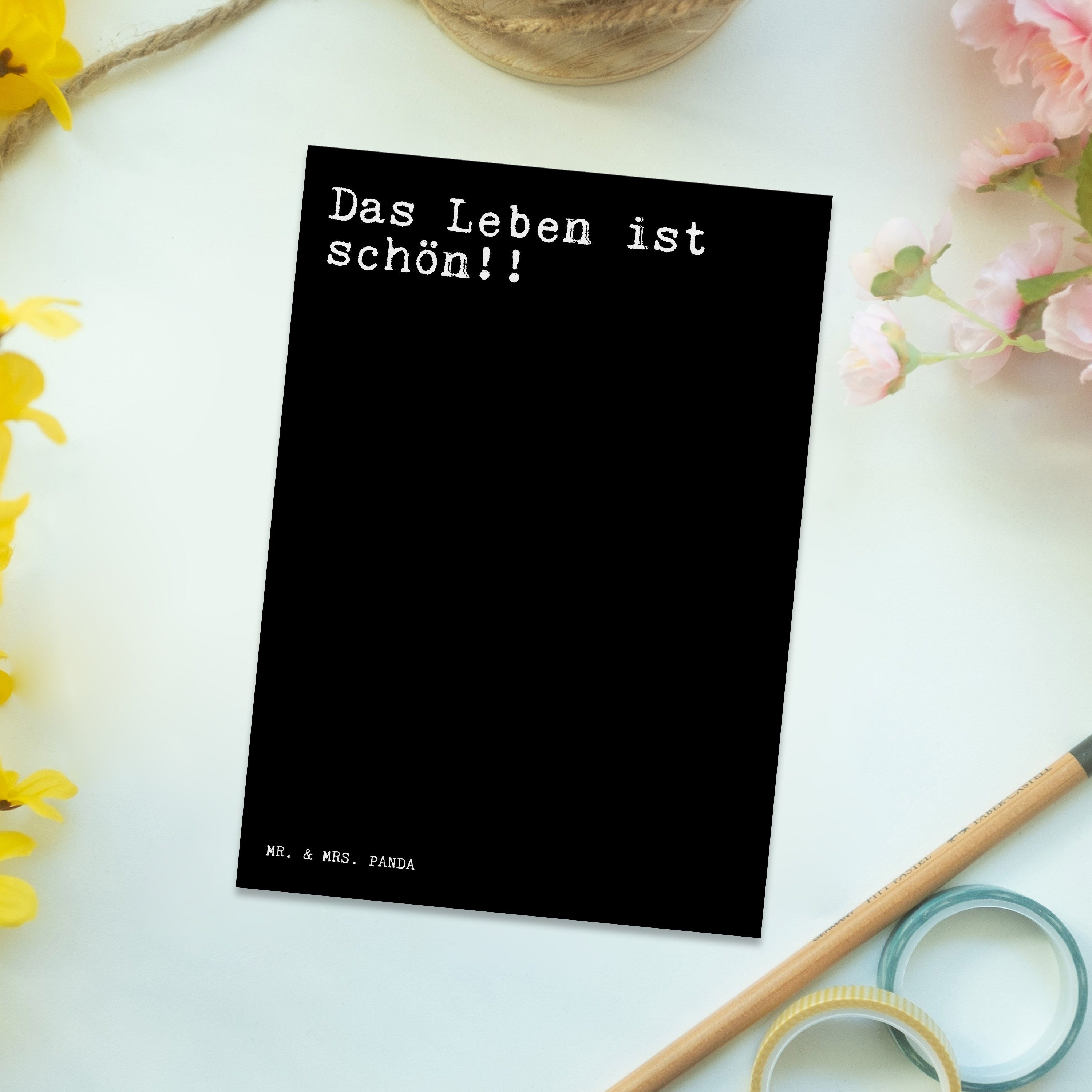 Geschenk, Karte, Spruch, & Weishei Schwarz Panda Leben - ist schön!!... Postkarte Das - Mrs. Mr.