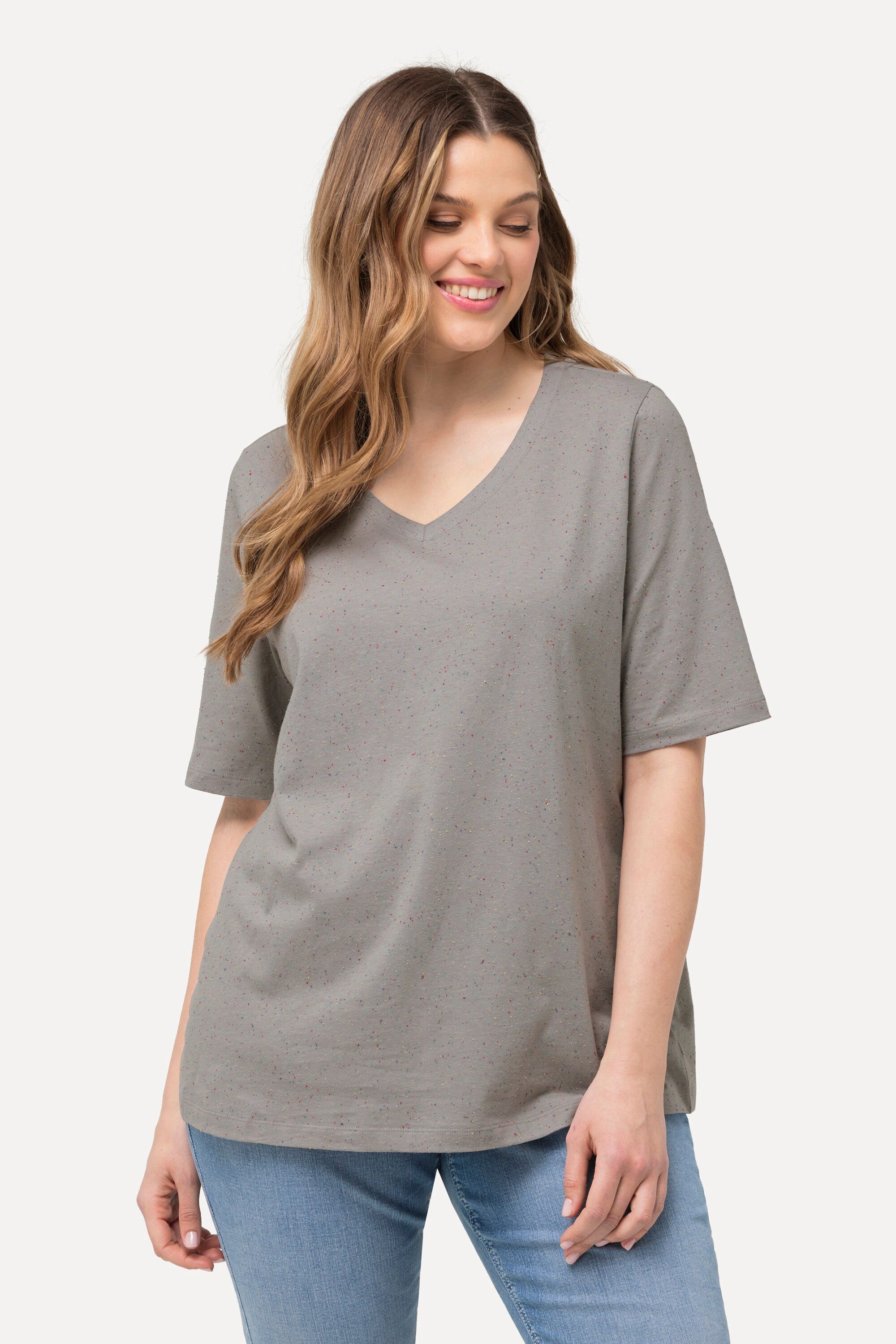 Ulla Popken T-Shirt T-Shirt Noppen V-Ausschnitt günstig online kaufen