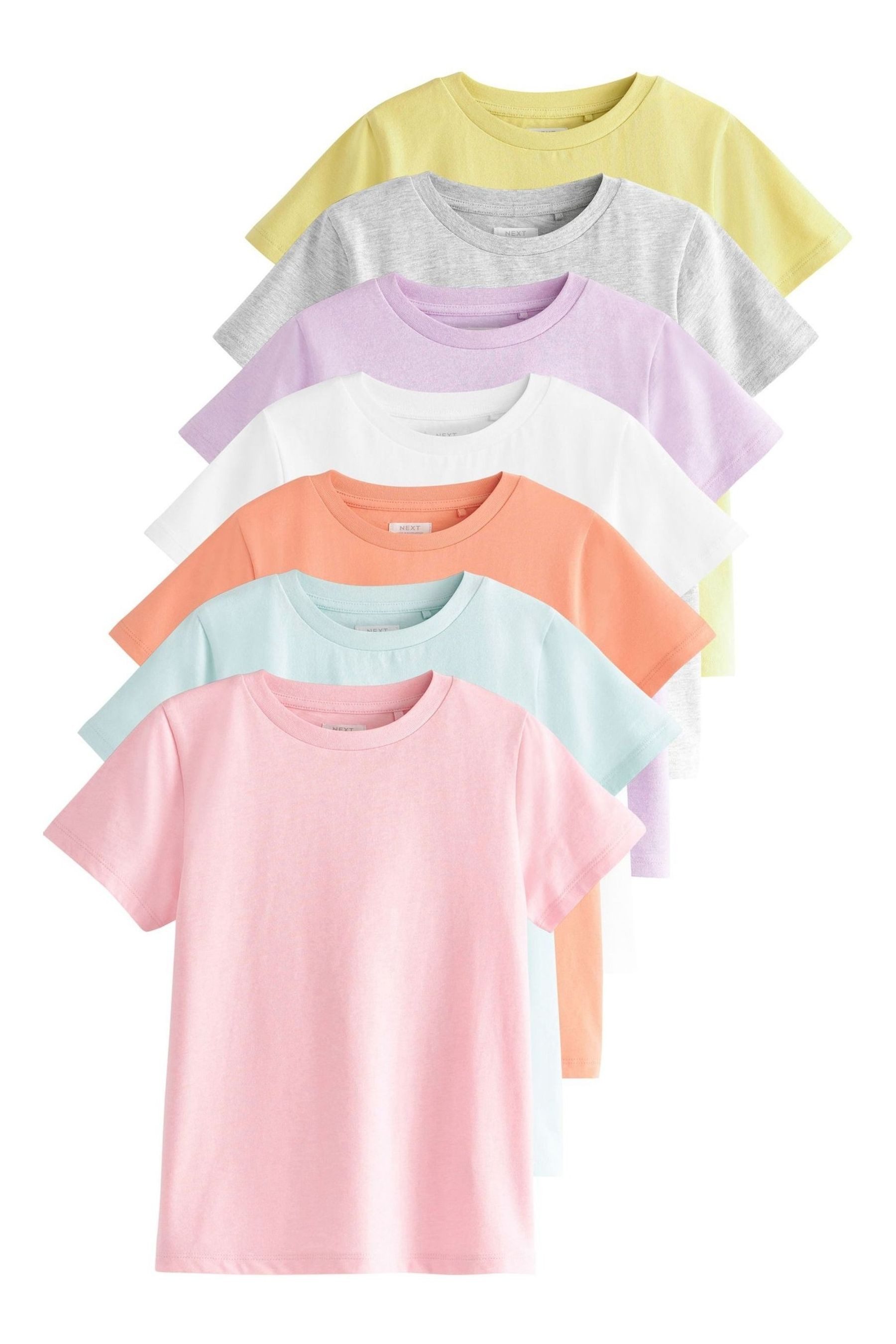 Next T-Shirt Einfarbige T-Shirts in Pastelltönen, 7er-Pack (7-tlg)