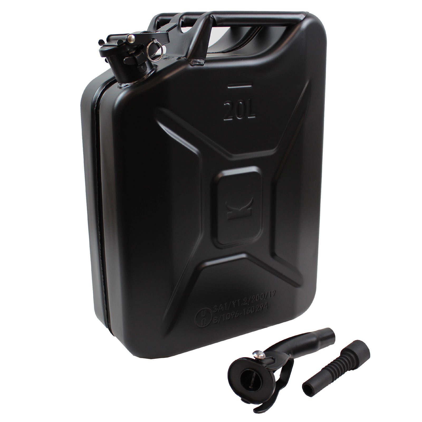 Kanister Metallkanister schwarz 20 Liter inkl. Ausgießer + Halter Benzin Diesel