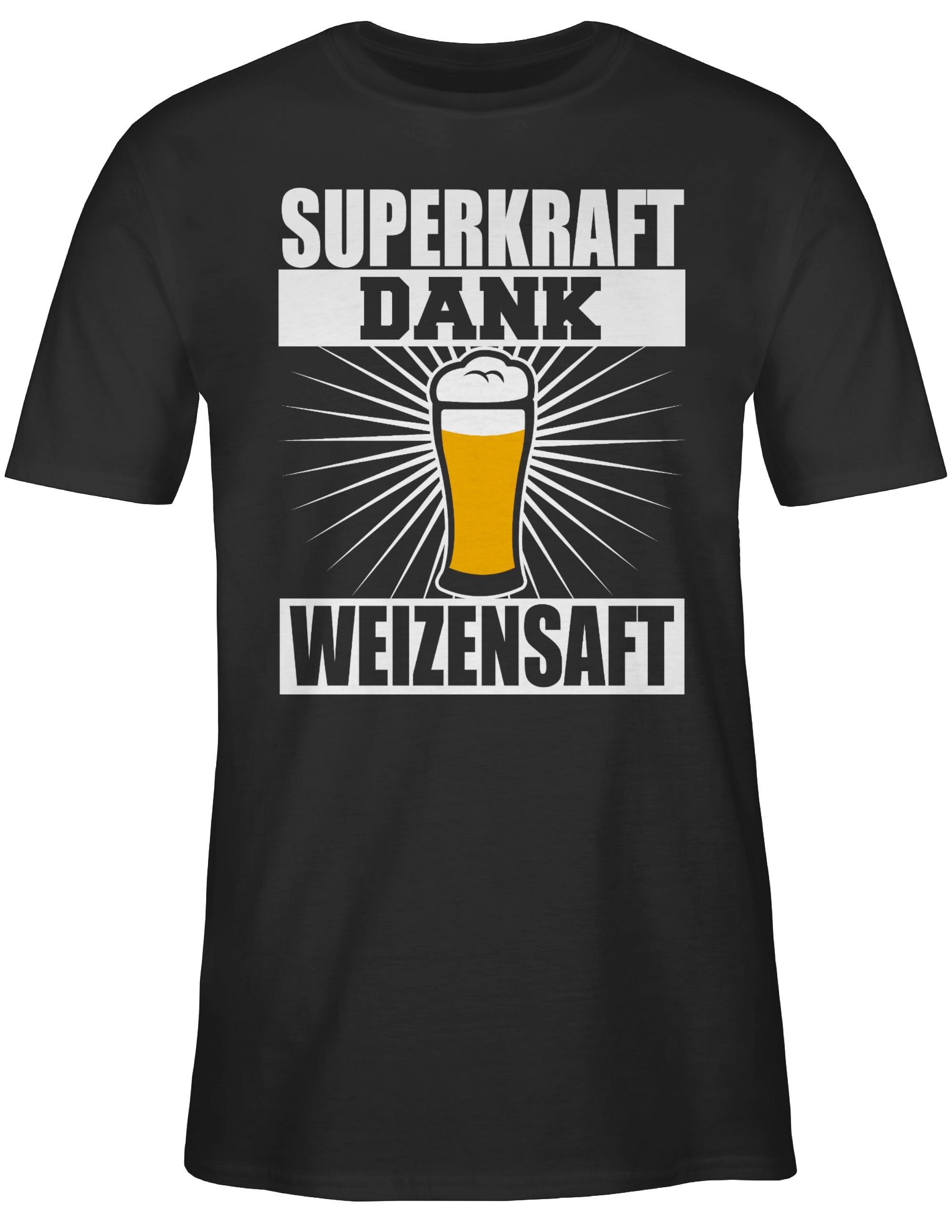 Weizensaft T-Shirt mit Spruch dank - 1 Sprüche Shirtracer Superkraft Schwarz Statement weiß