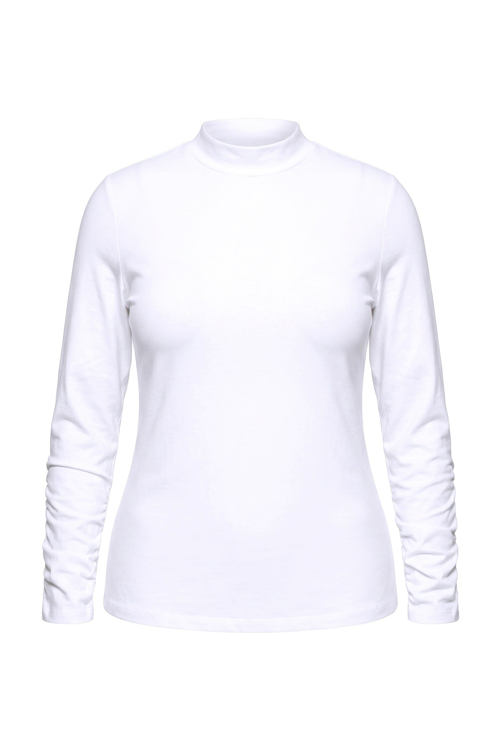 Ulla Popken Longshirt Shirt Slim Rollkragen geraffter Langarm