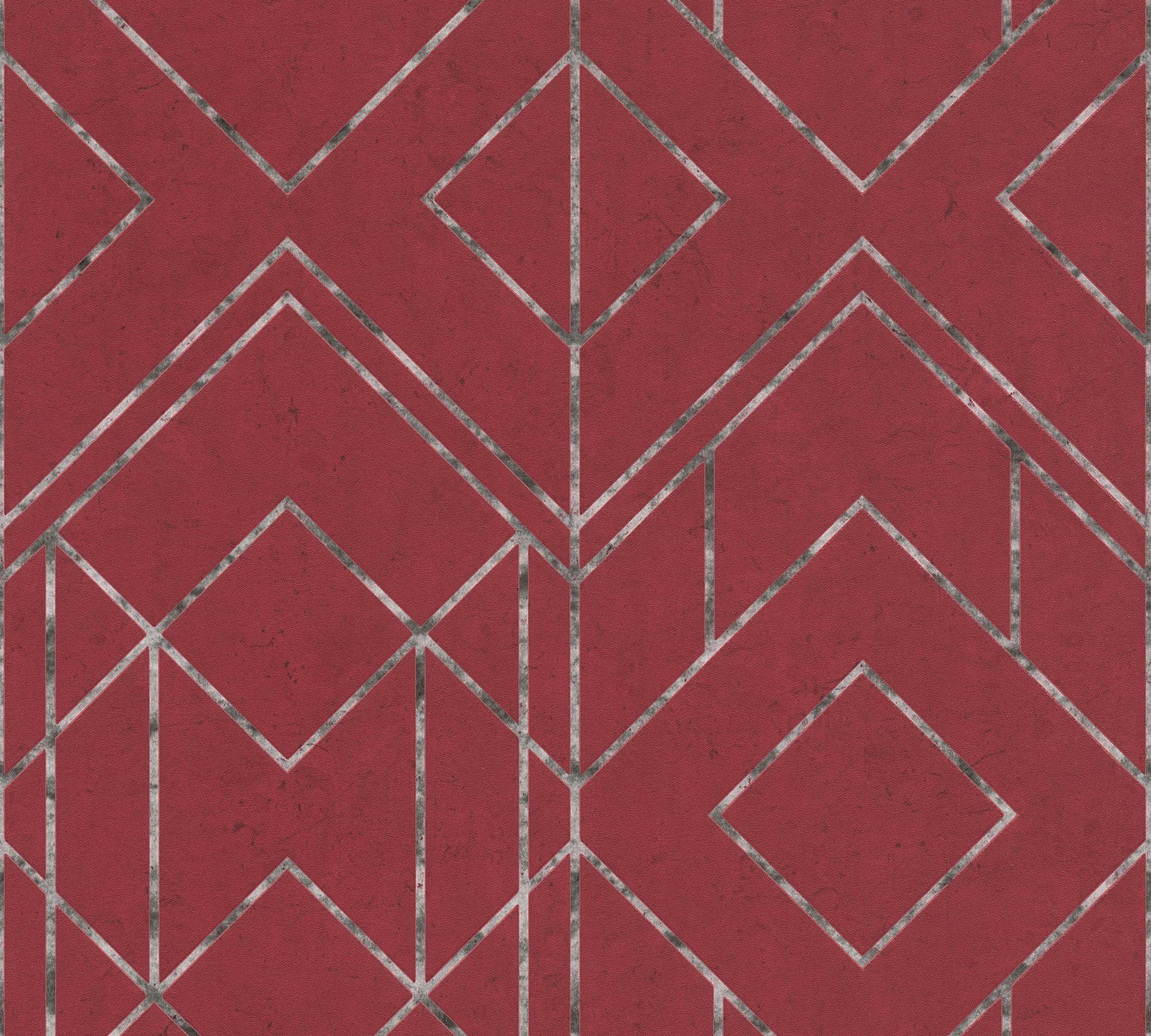 Tapete geometrisch, rot/grau/weiß Vliestapete York, grafisch, Orientalische New walls living Stories, Metropolitan Ava Geometrisch